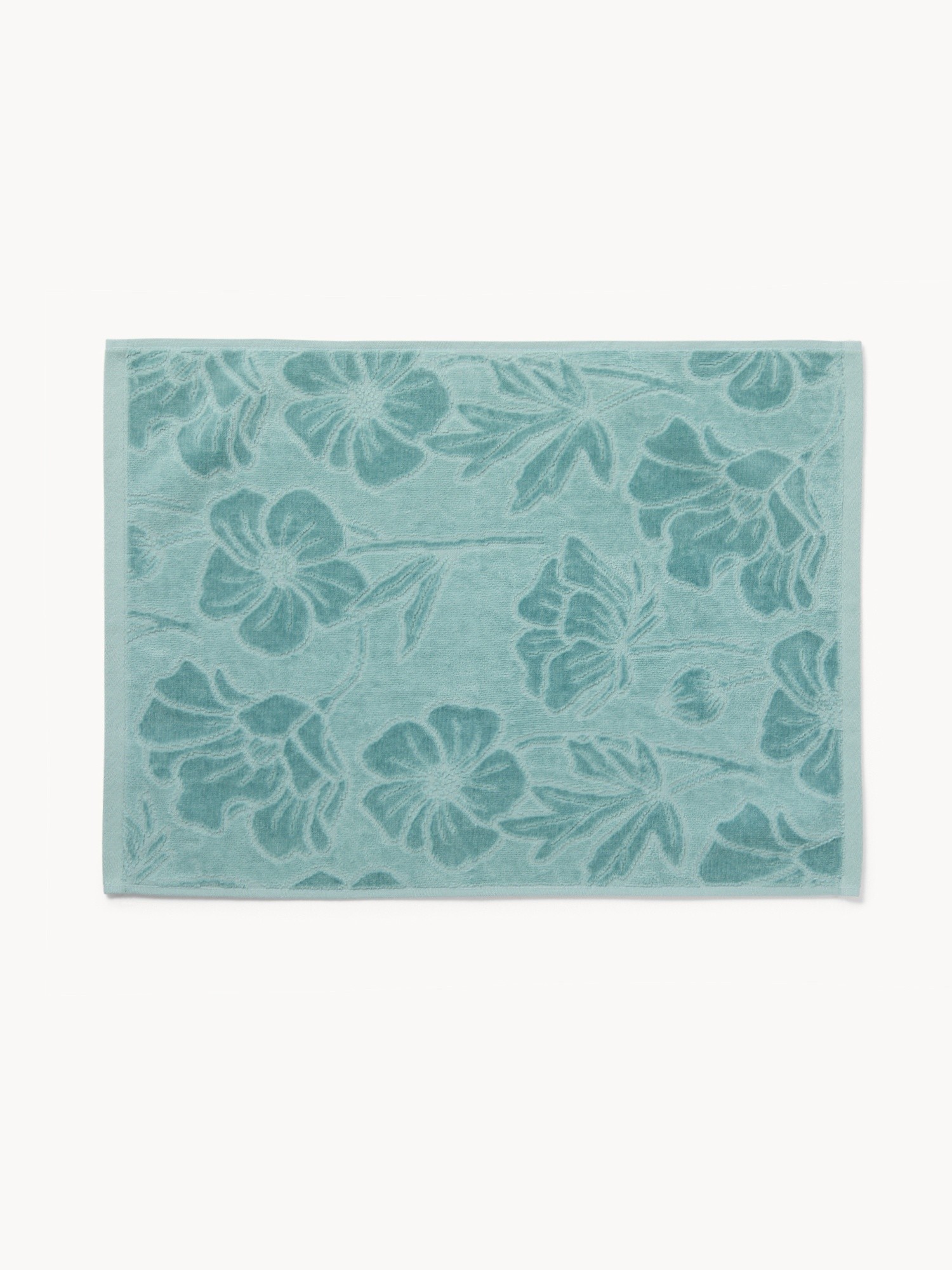 Asciugamano con fantasia floreale in puro cotone velour - Prezzo di lancio, Azzurro turchese, large image number 1