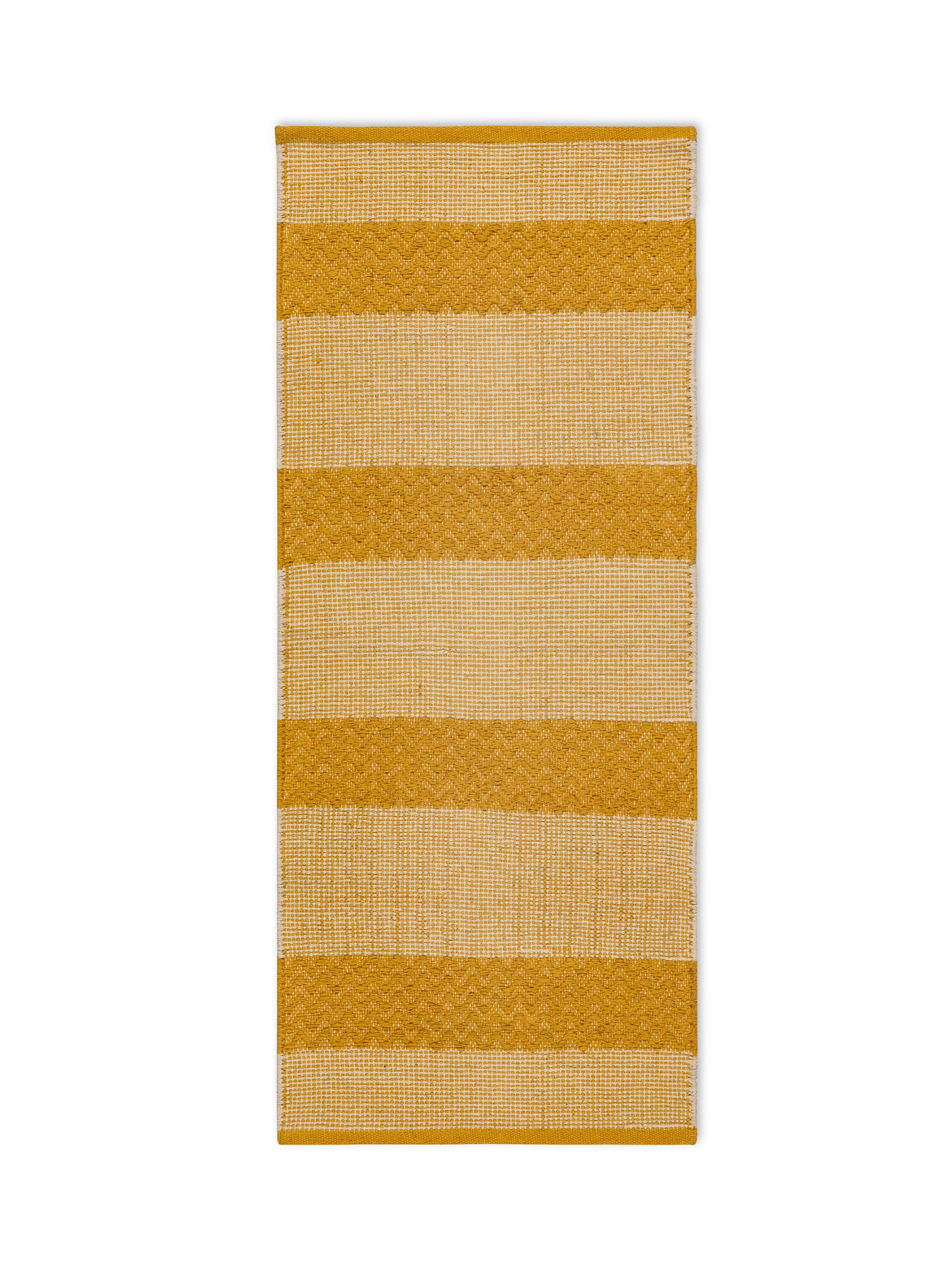 Pure cotton striped kitchen rug, Yellow, large image number 0
