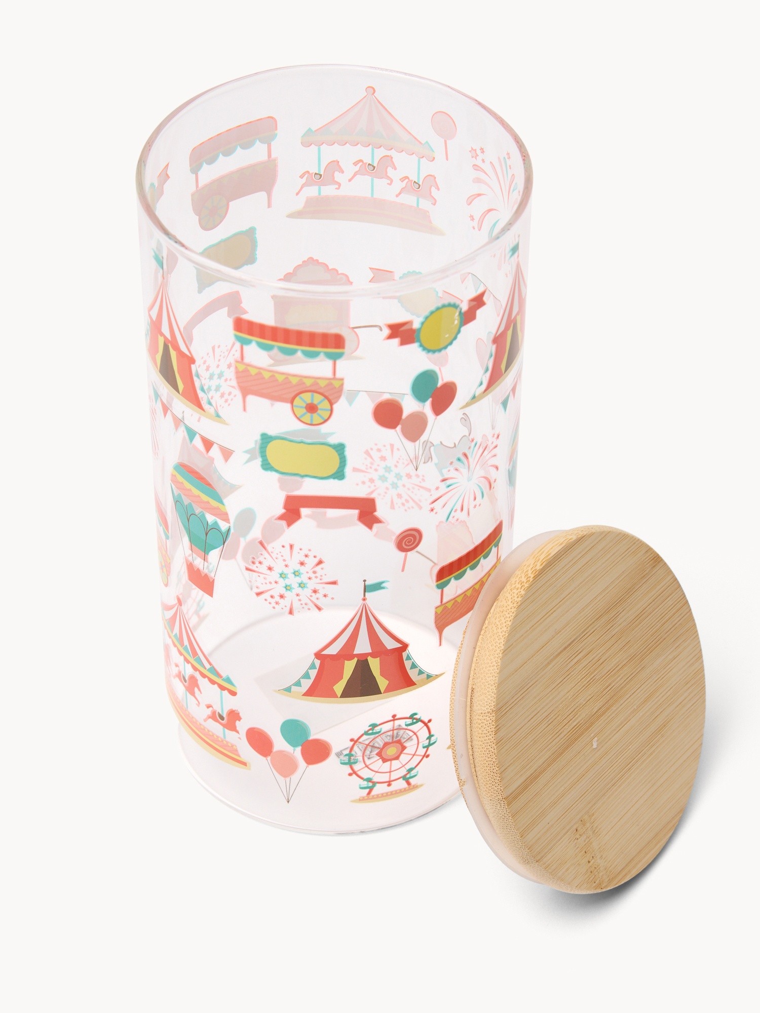 Borosilicate glass jar with bamboo lid - Introductory price, Bianco/Rosso, large image number 1
