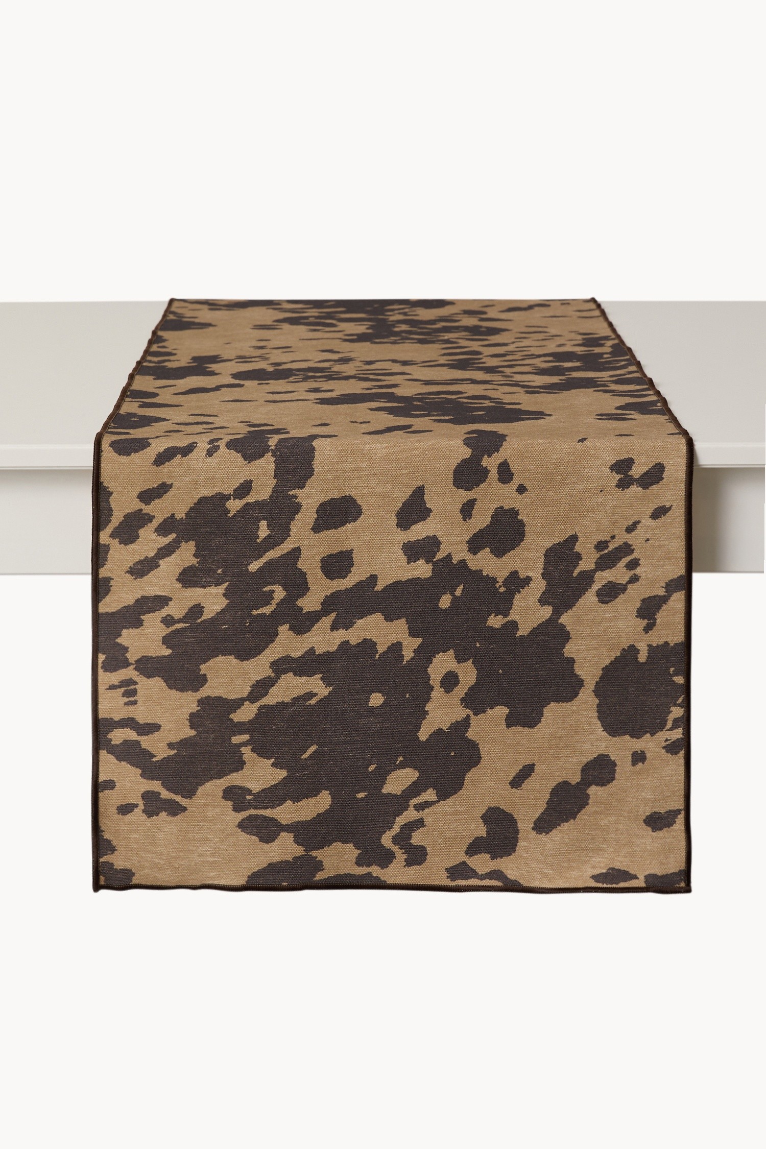 Pure cotton table runner with cow print - Discounted Price, Brown, large image number 0