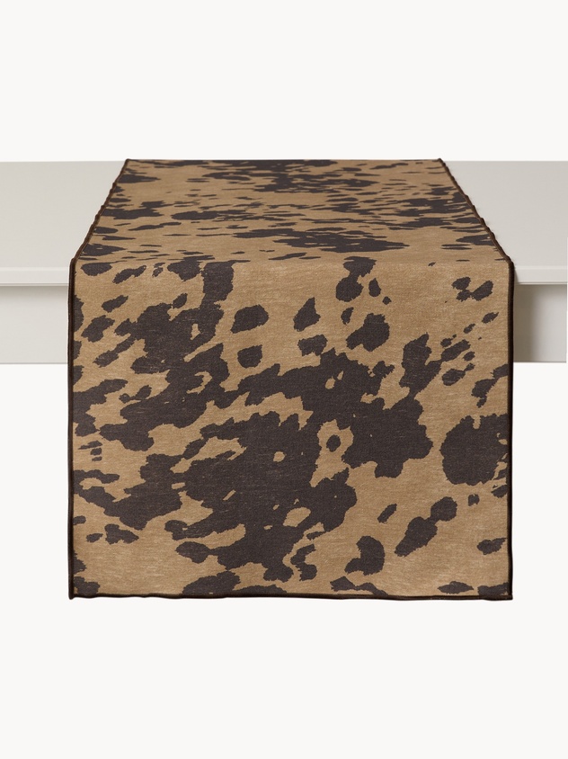 Pure cotton table runner with cow print - Discounted Price