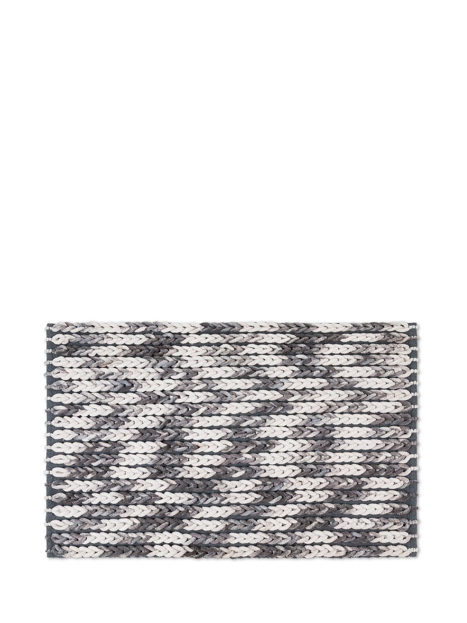 Micro cotton bathroom rug with braid pattern, Grey, large image number 0