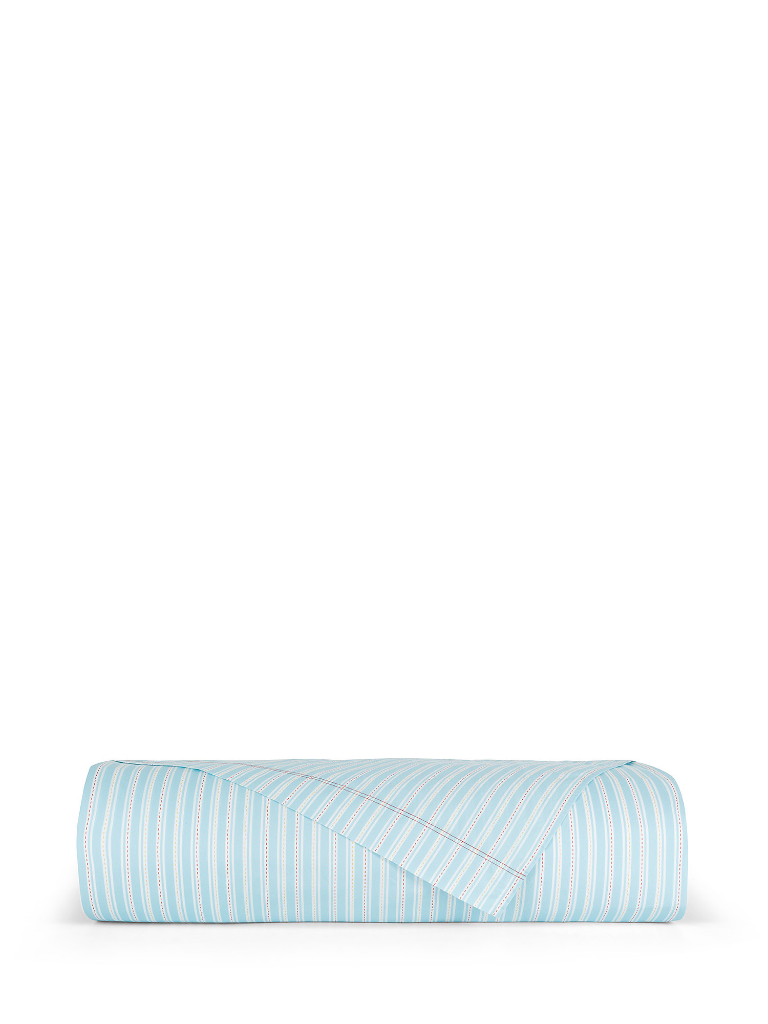 Flat sheet in cotton percale with striped pattern, Light Blue, large image number 1