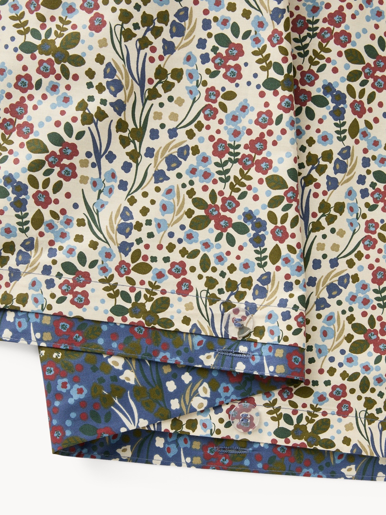 Parure lenzuolo in cotone percalle fantasia fiorellini - Prezzo di lancio, Blu, large image number 1