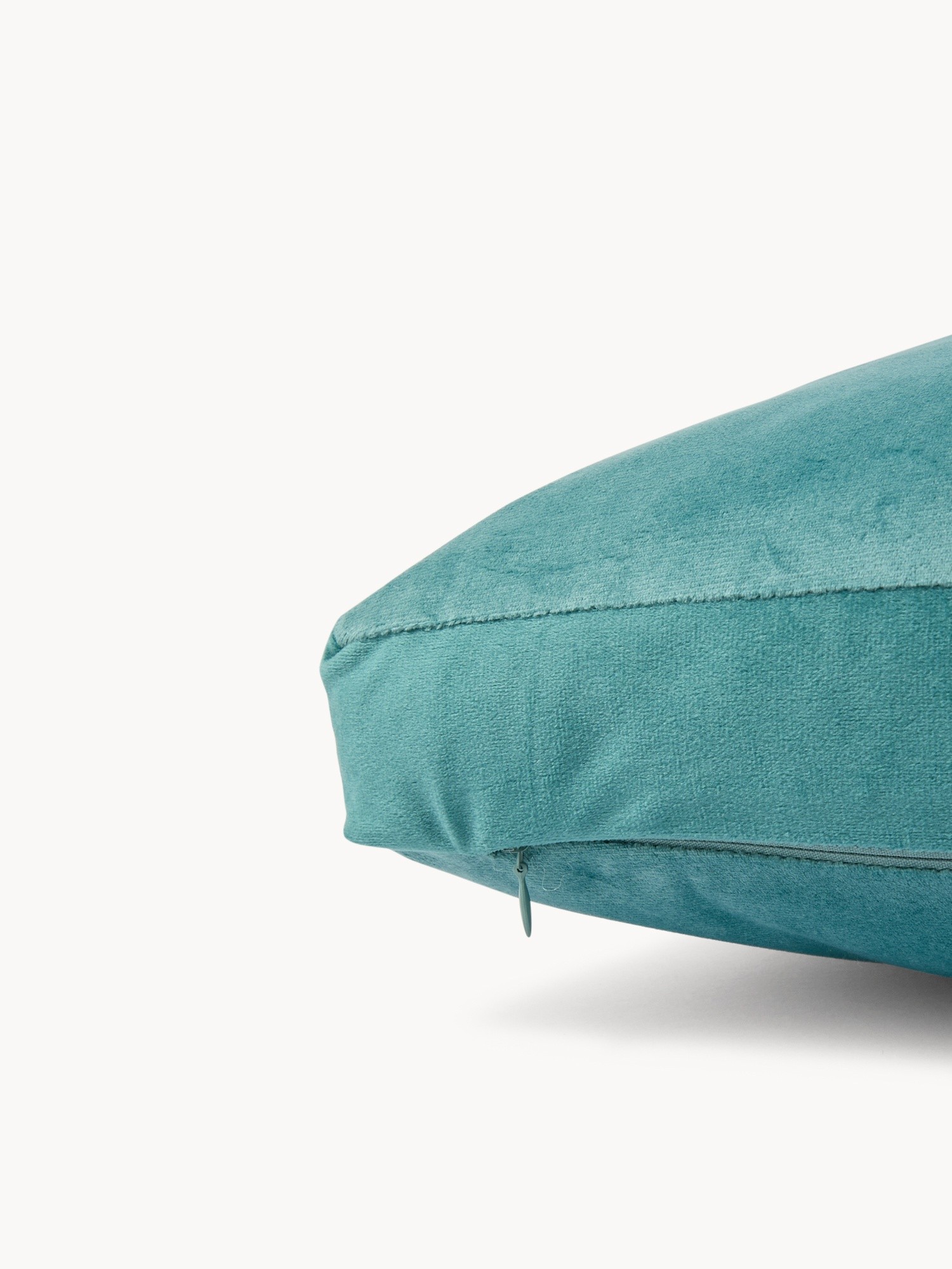 Velvet pillow with two-tone band - Discounted Price, Blue, large image number 2