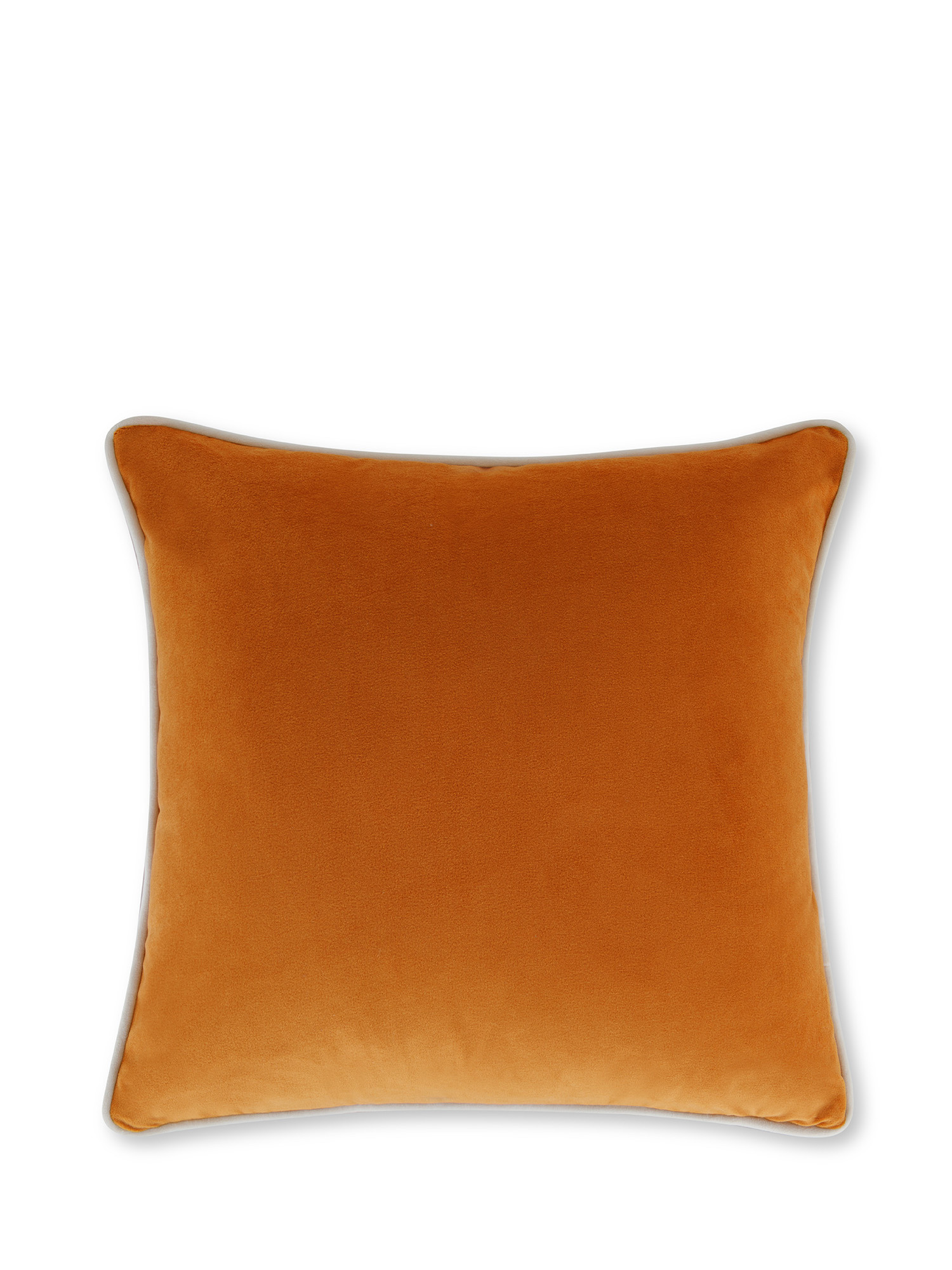 Velvet cushion with piping applied on the edge 45x45 cm, Orange, large image number 0
