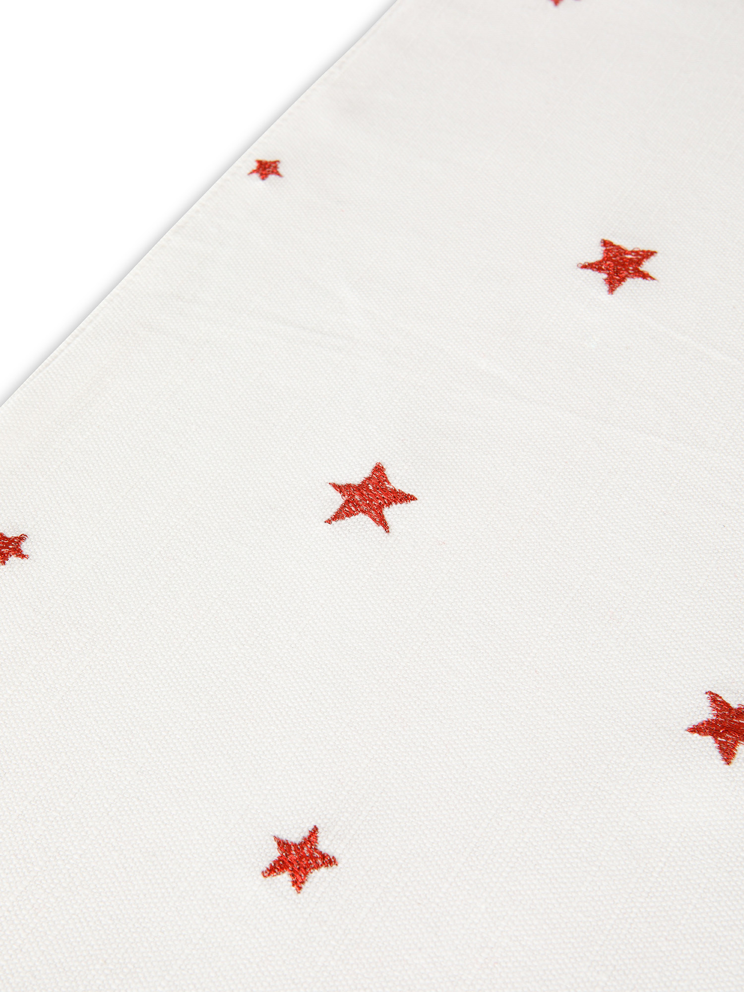 Cotton table runner with star embroidery, Red, large image number 1