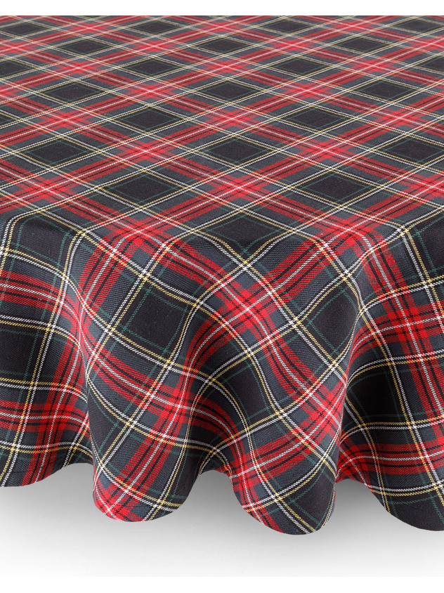 Round cotton twill tartan tablecloth