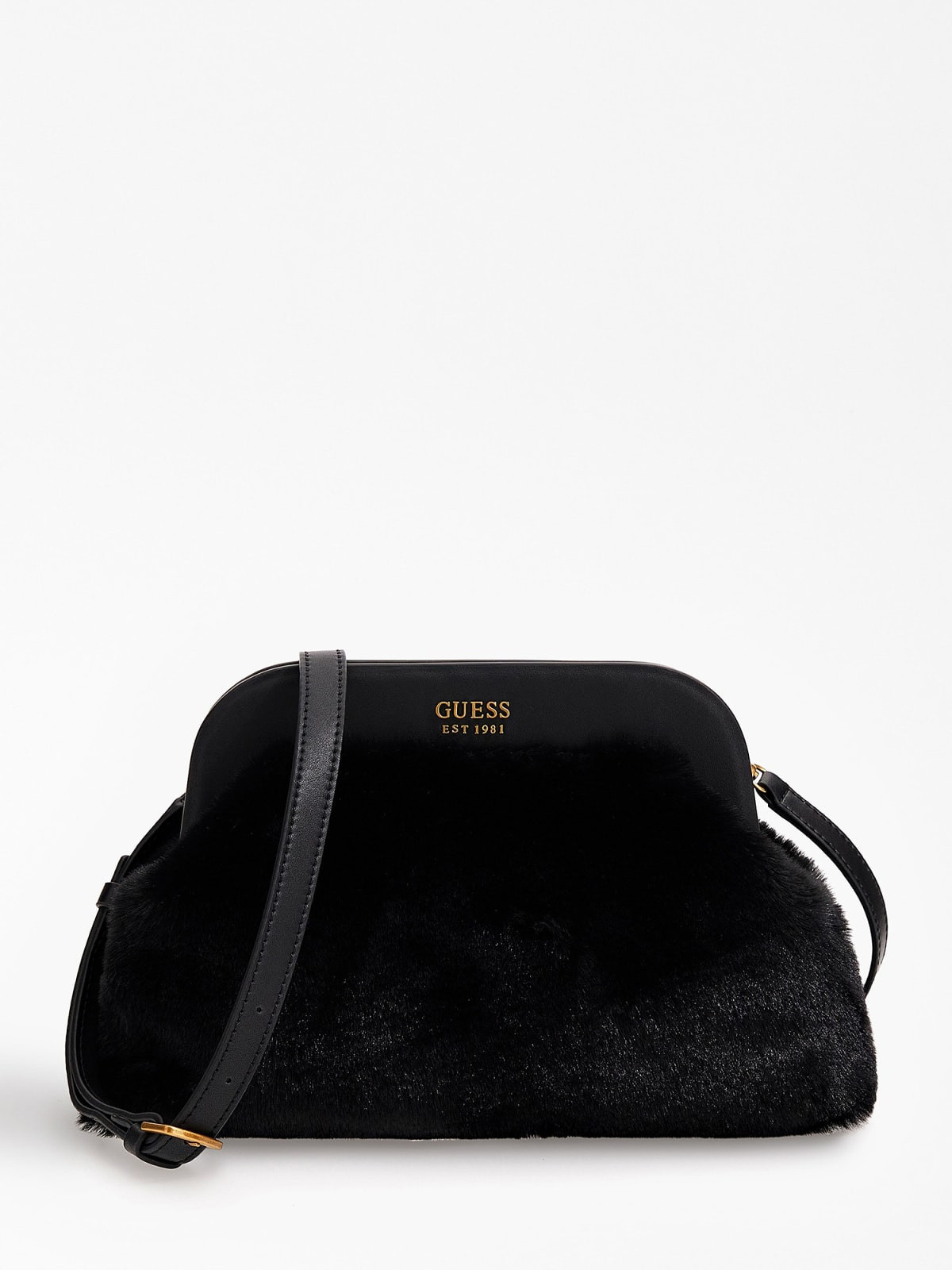 Clutch bag with shoulder strap, Black, large image number 0