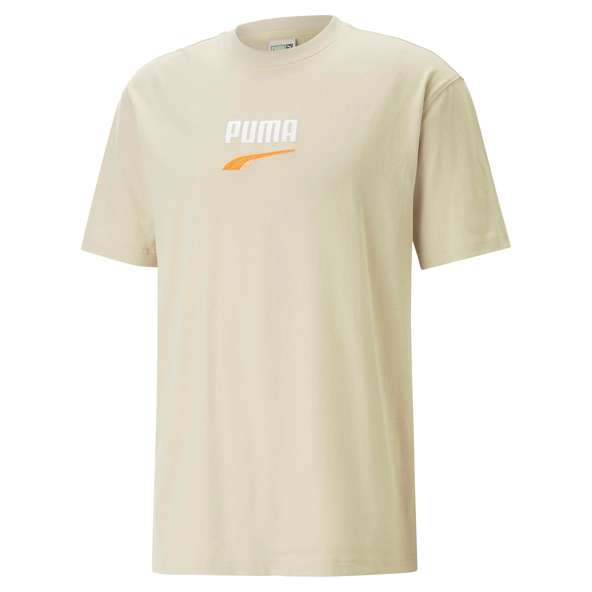 Puma - T-shirt in cotone con logo, Beige chiaro, large image number 0