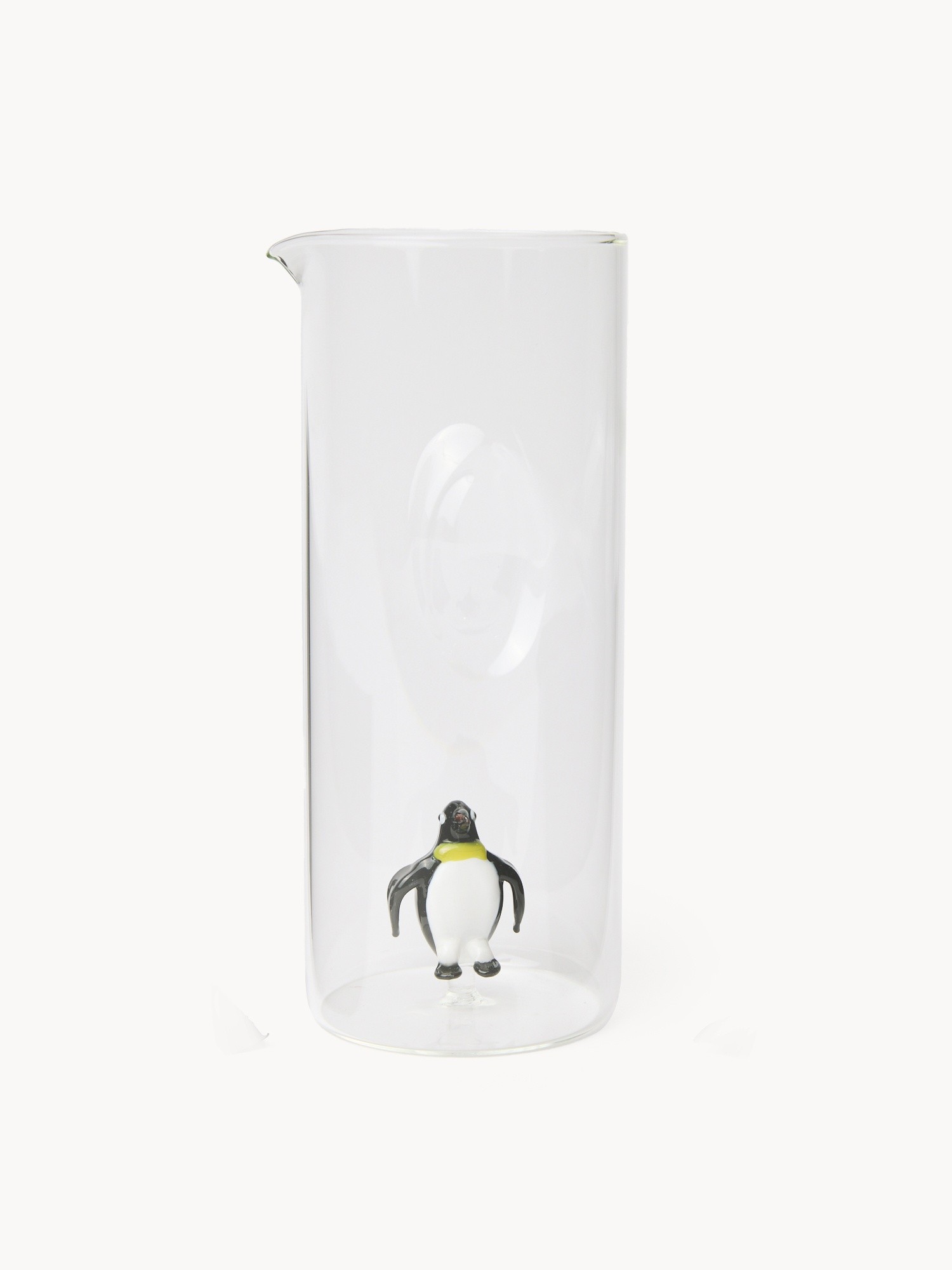 Caraffa in vetro borosilicato dettaglio pinguino, Trasparente, large image number 0