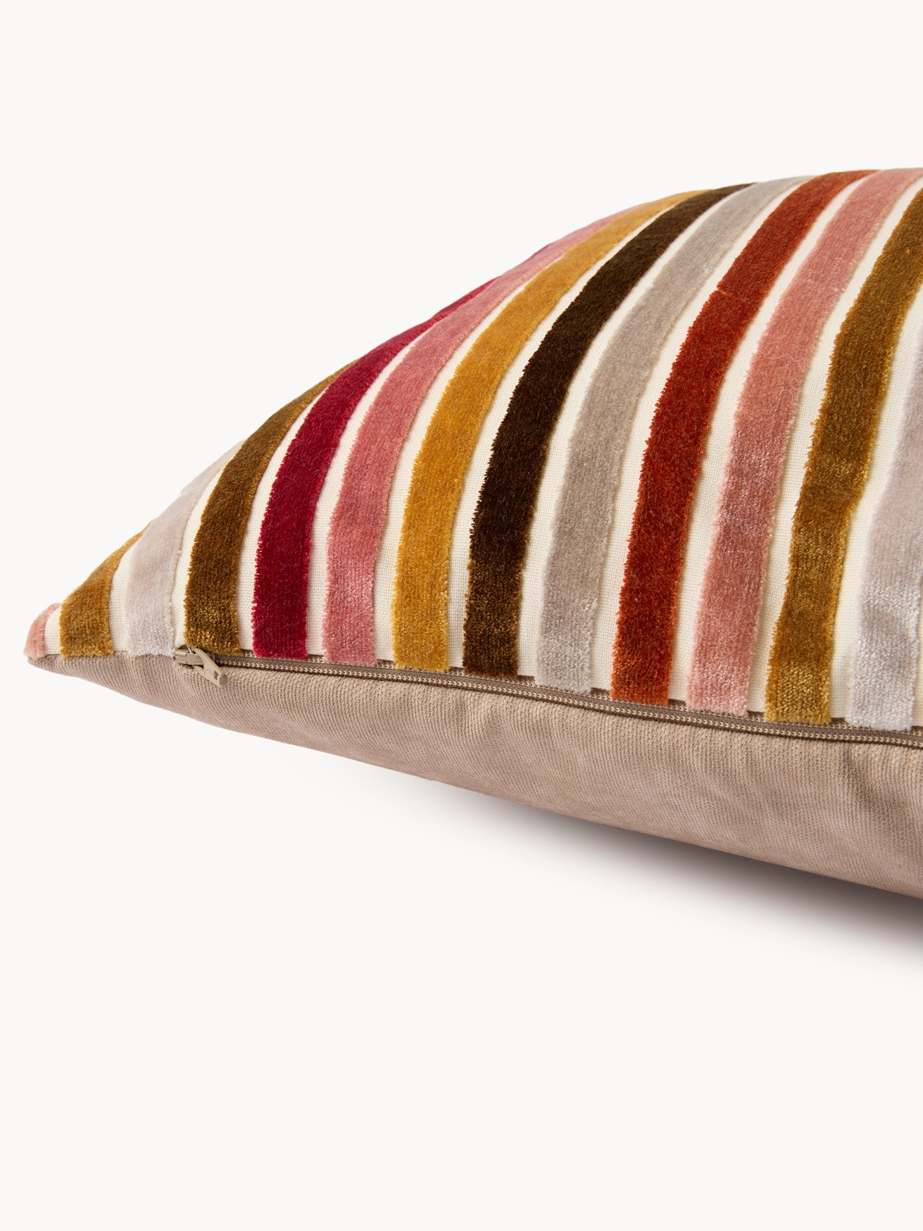 35x55 cm cushion in striped jacquard velvet, Light Grey, large image number 4