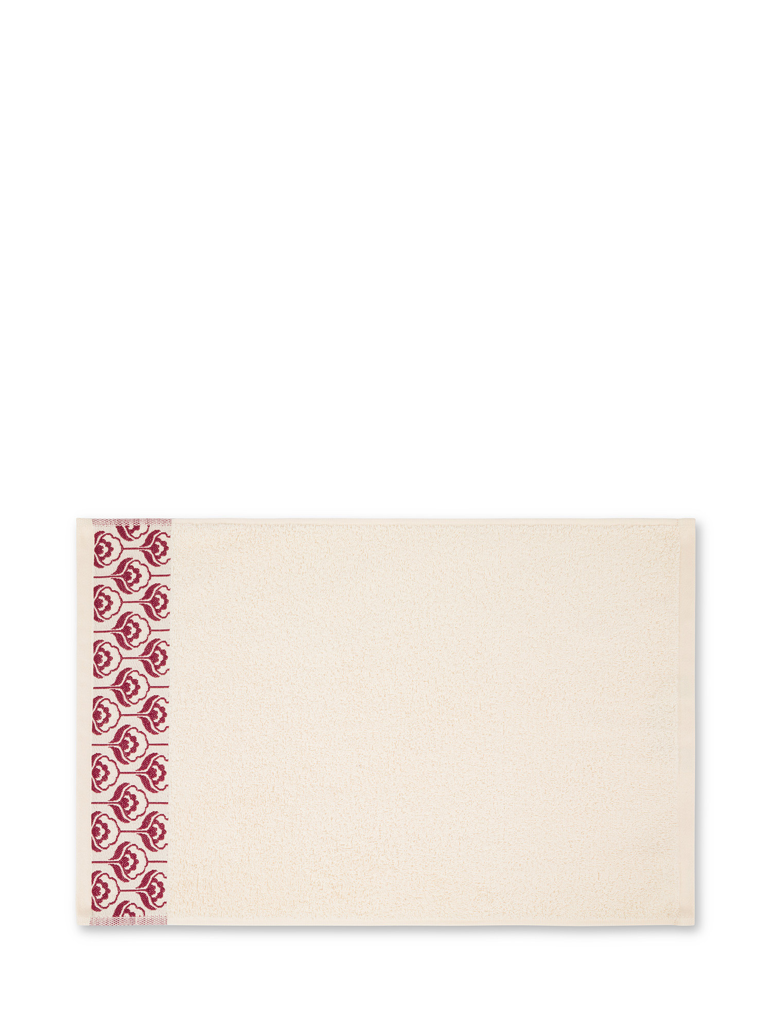 Asciugamano spugna di cotone motivo floreale, Crema, large image number 1