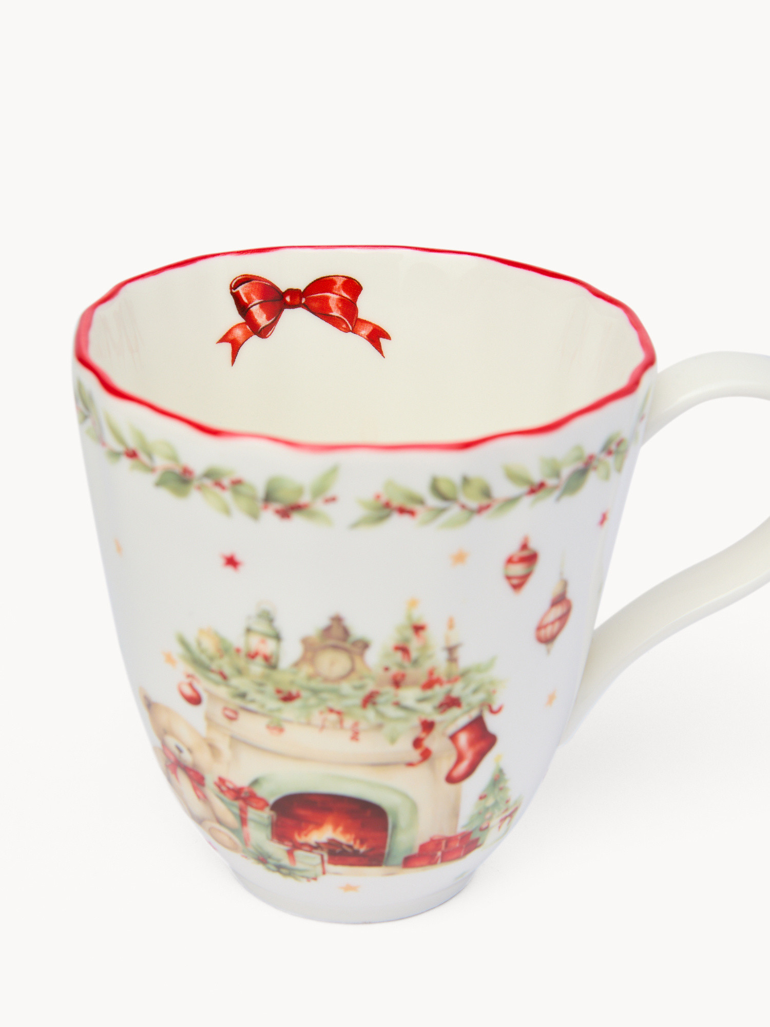 Vintage Christmas porcelain mug, White, large image number 1