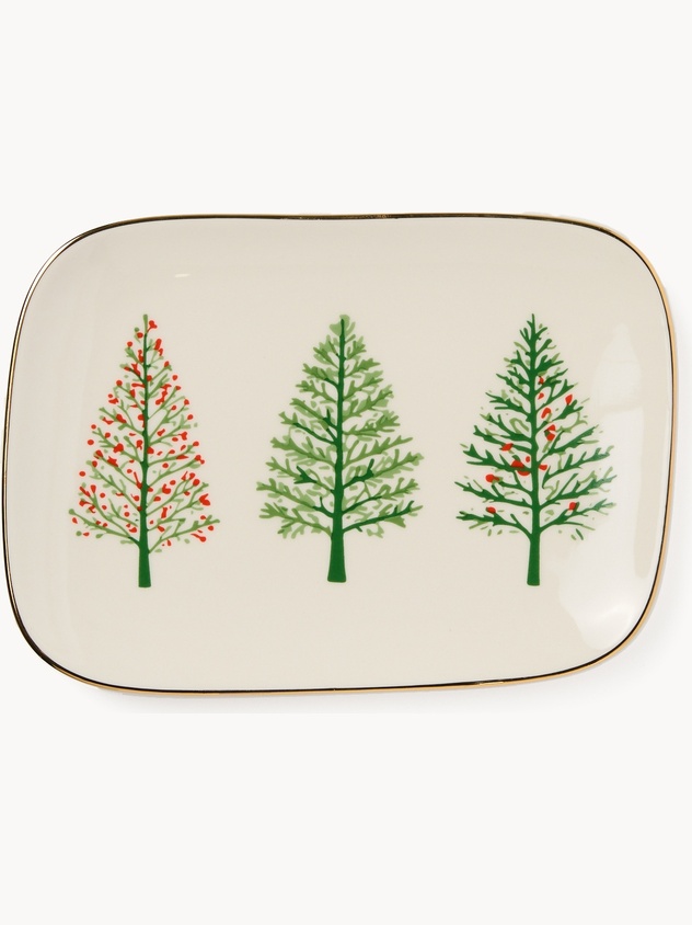 Stoneware small plate with a Christmas tree motif