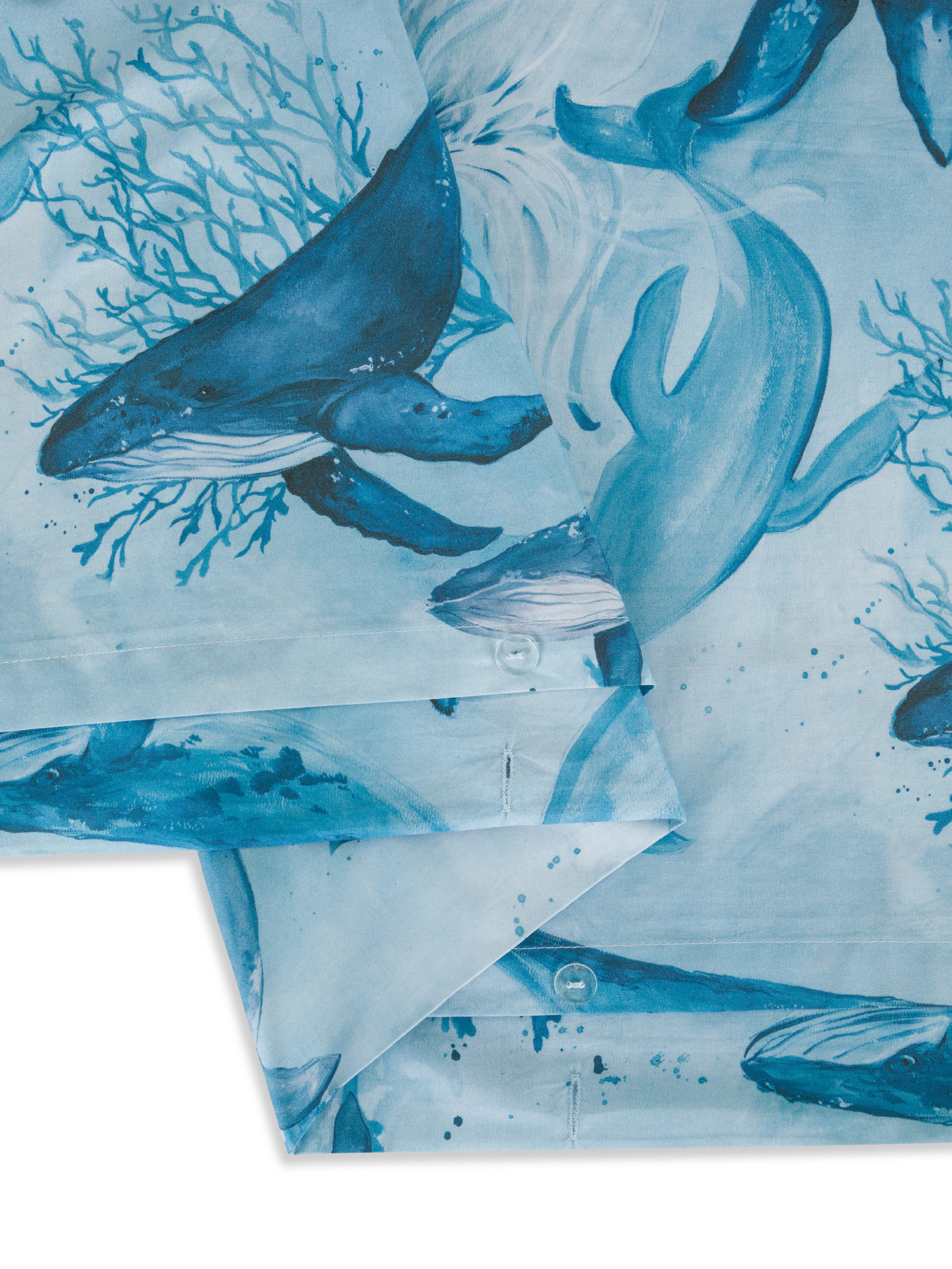 Copripiumino in cotone percalle stampato, Bianco/Blu, large image number 2