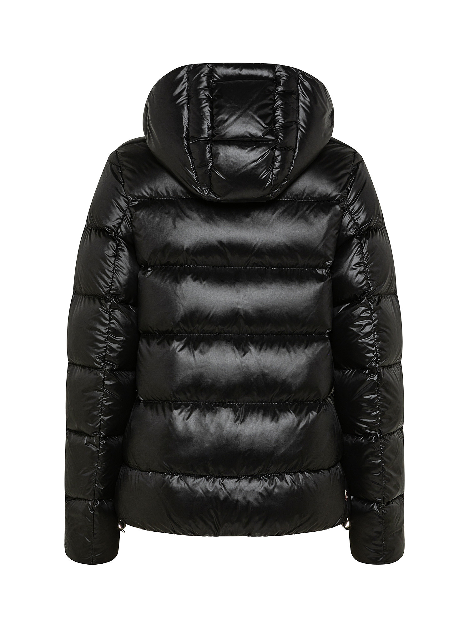 Quilted jacket with high collar and detachable hood, Black, large image number 1