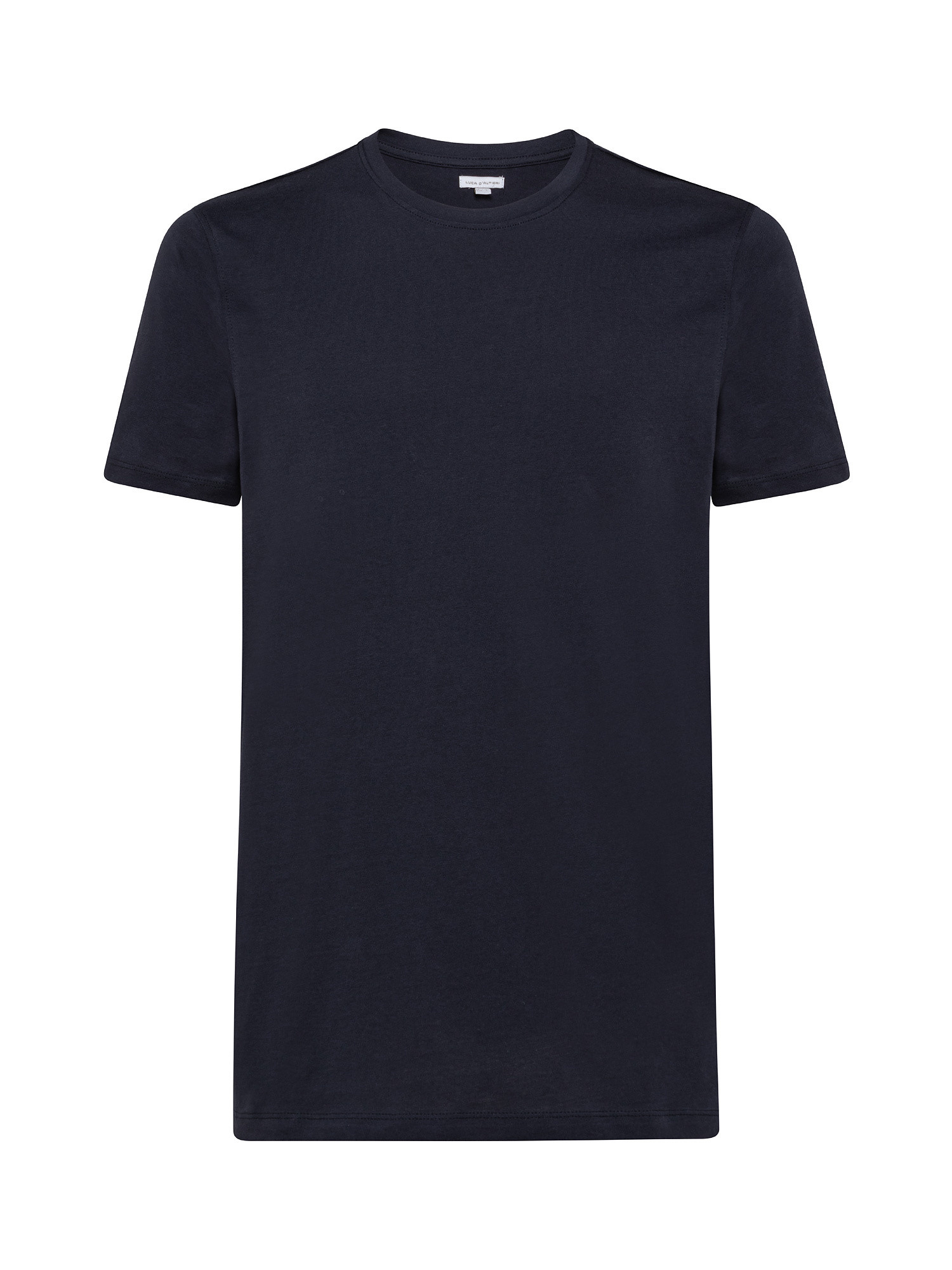 T-shirt girocollo cotone supima tinta unita, Blu, large