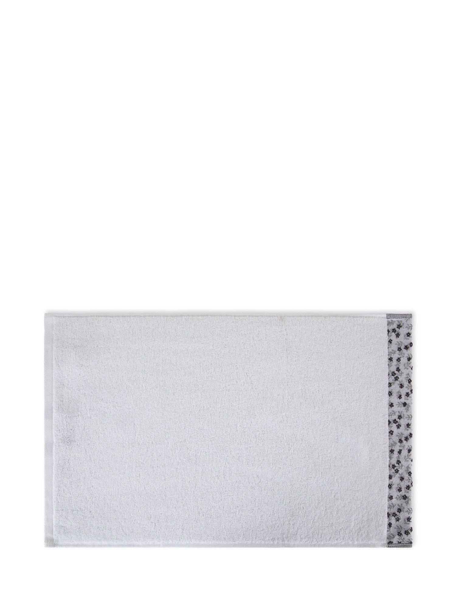 Asciugamano spugna di cotone bordo floreale, Bianco, large