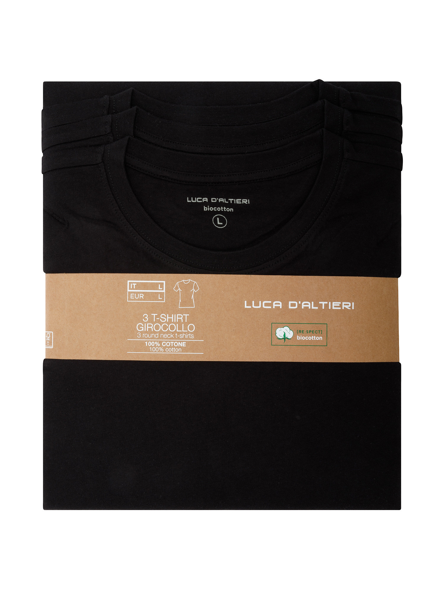 Set 3 t-shirt girocollo jersey tinta unita, Nero, large image number 1