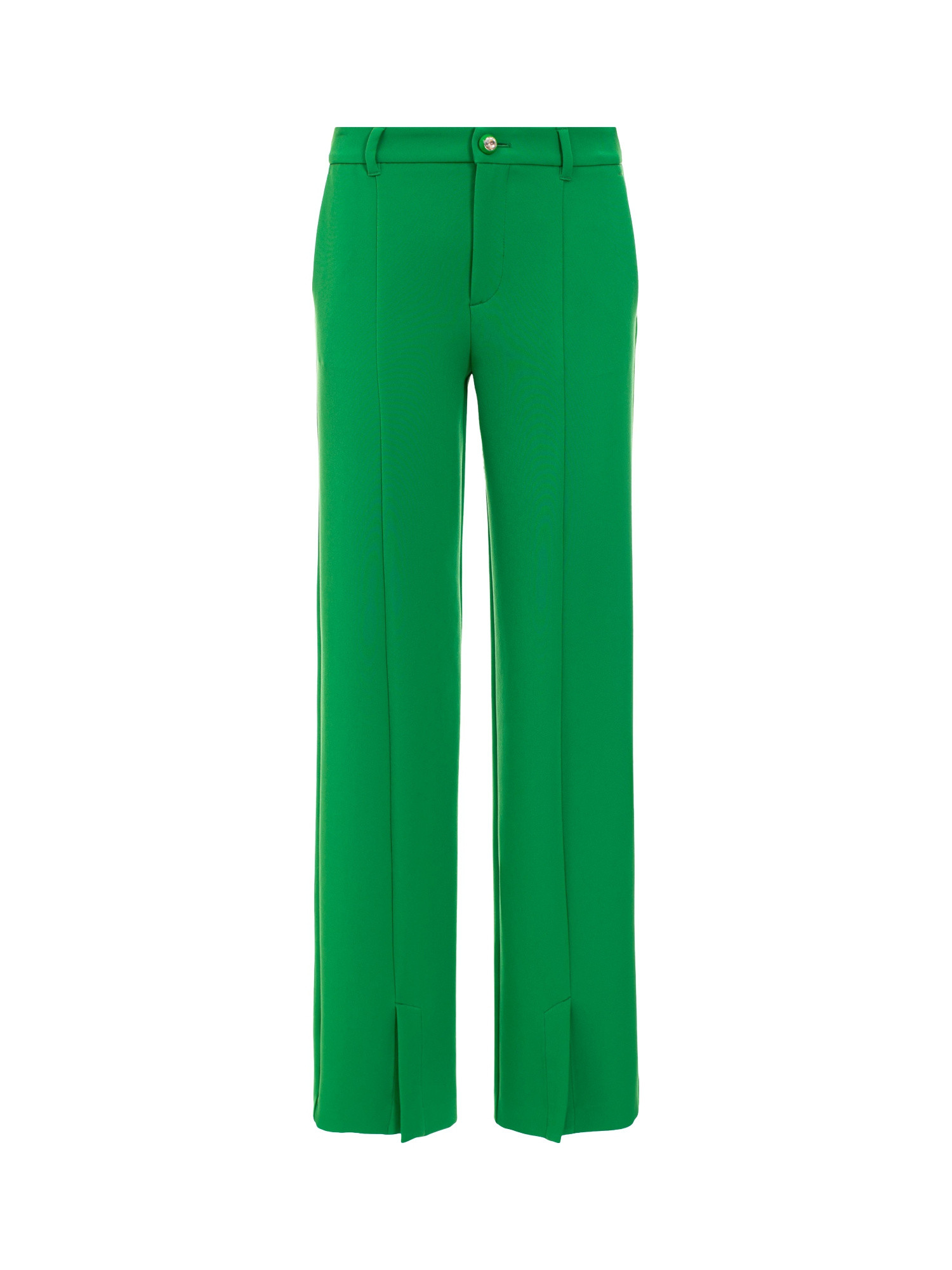 Chiara Ferragni - Bistretch cady trousers, jewel button and slit in the center front, soft line, Green, large image number 0