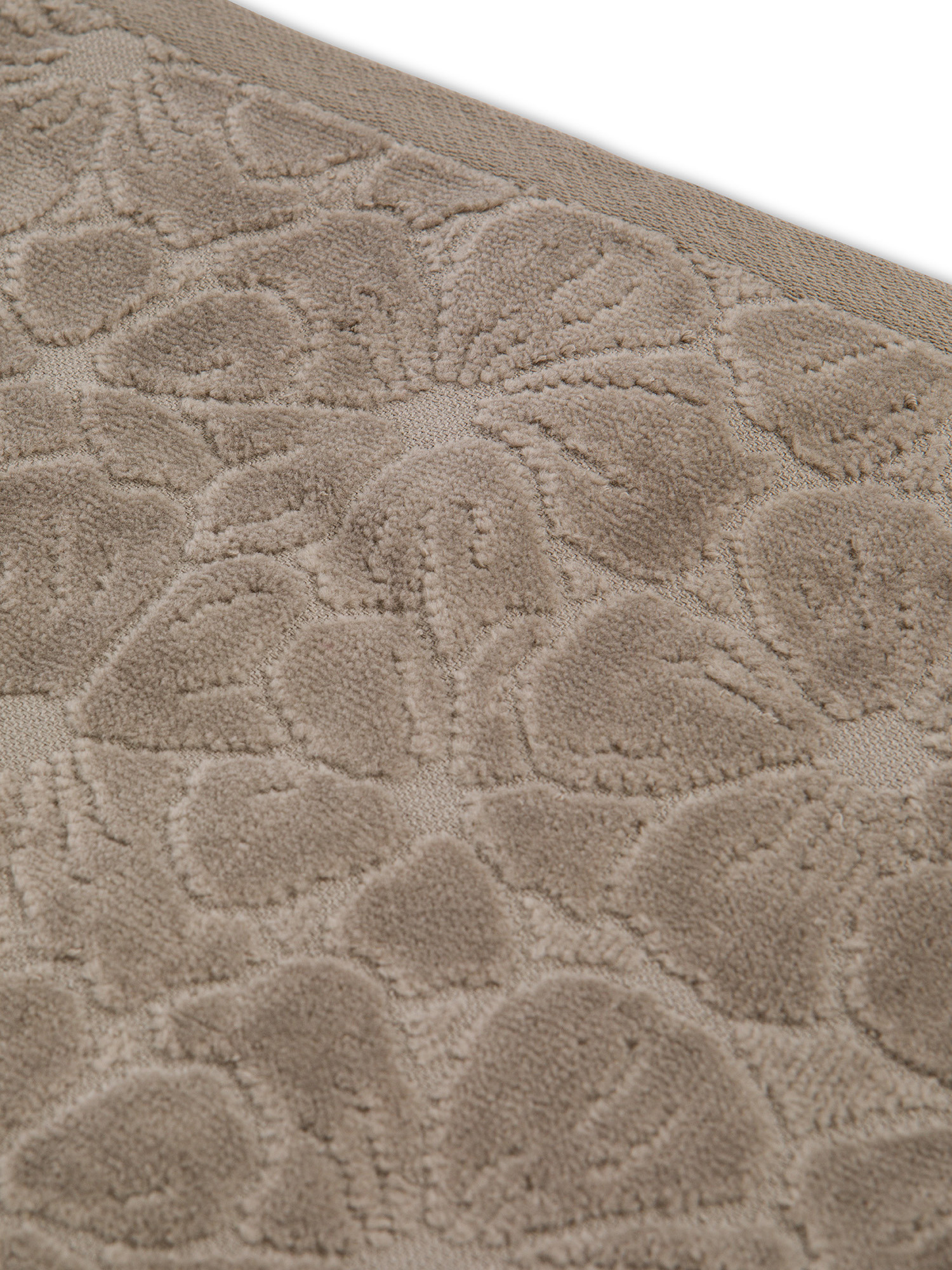 Asciugamano in velour di cotone con lavorazione fiori a rilievo, TAUPE, large image number 2