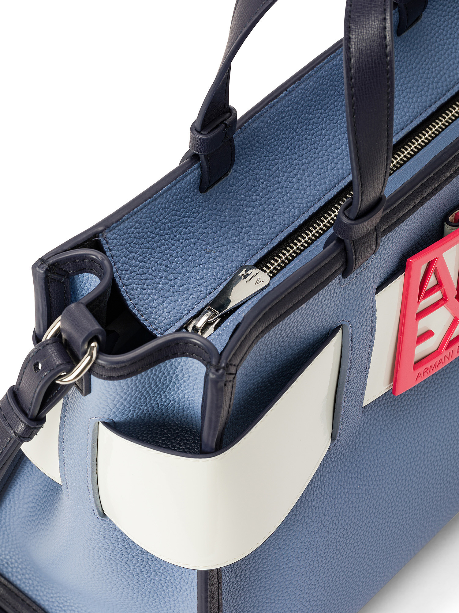 Armani Exchange - Tote bag grande con logo, Azzurro, large image number 2