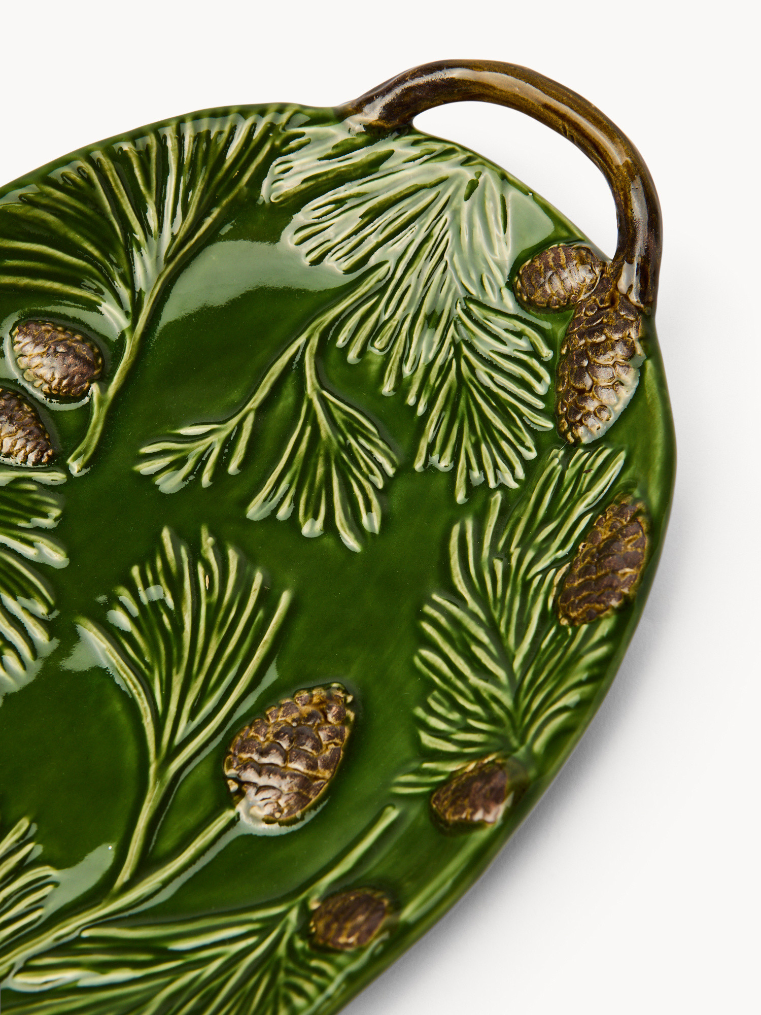 Ceramic tray with pine cone motif, Green, large image number 1