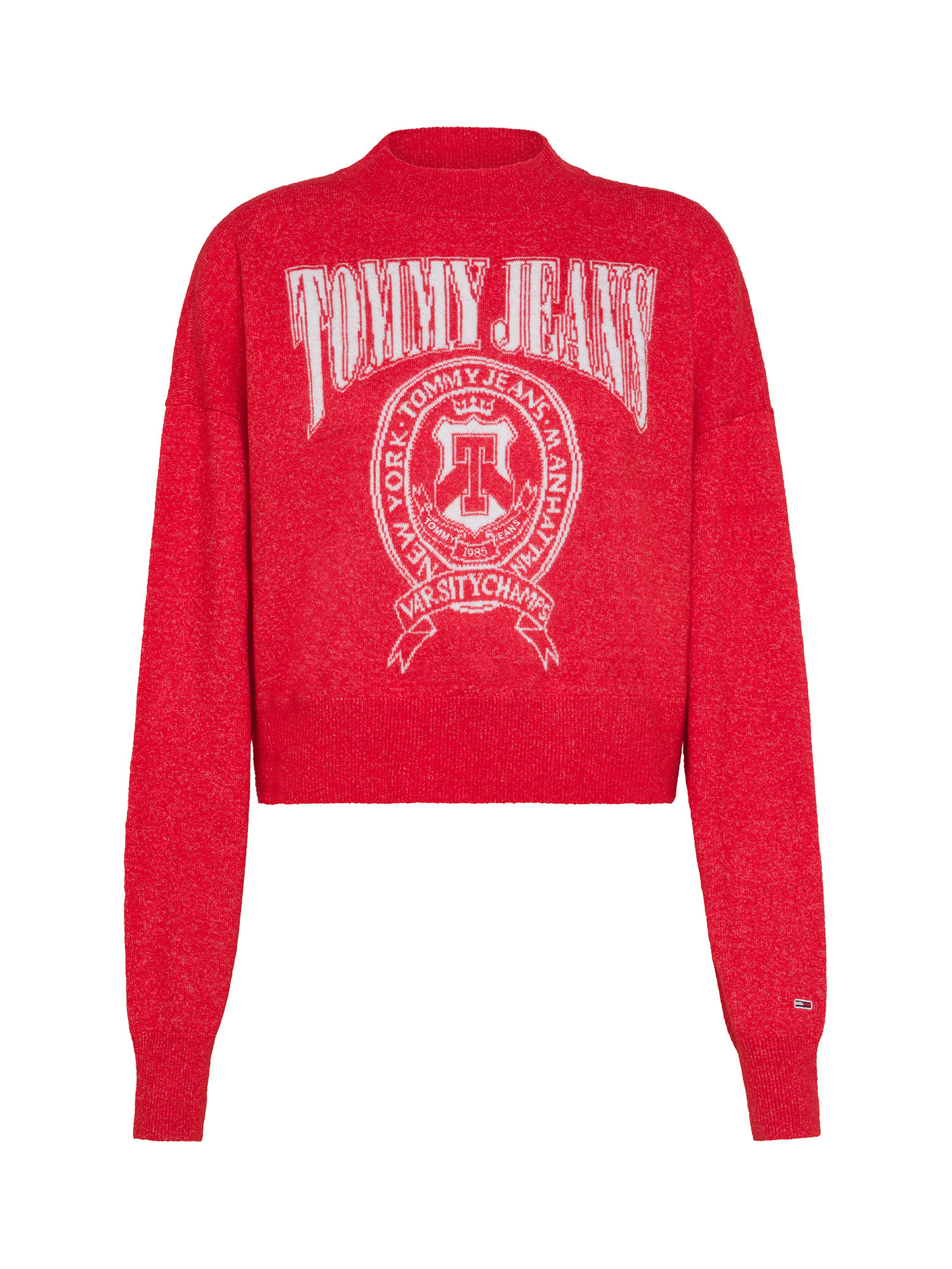 Tommy Jeans - High neck pullover with logo, Red, large image number 0