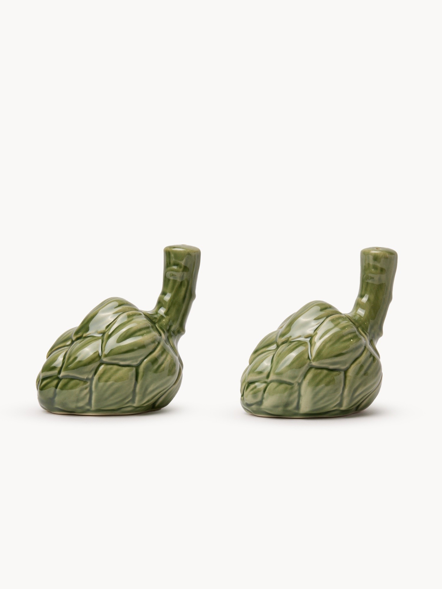 Artichoke-shaped ceramic salt and pepper shaker, Green, large image number 0