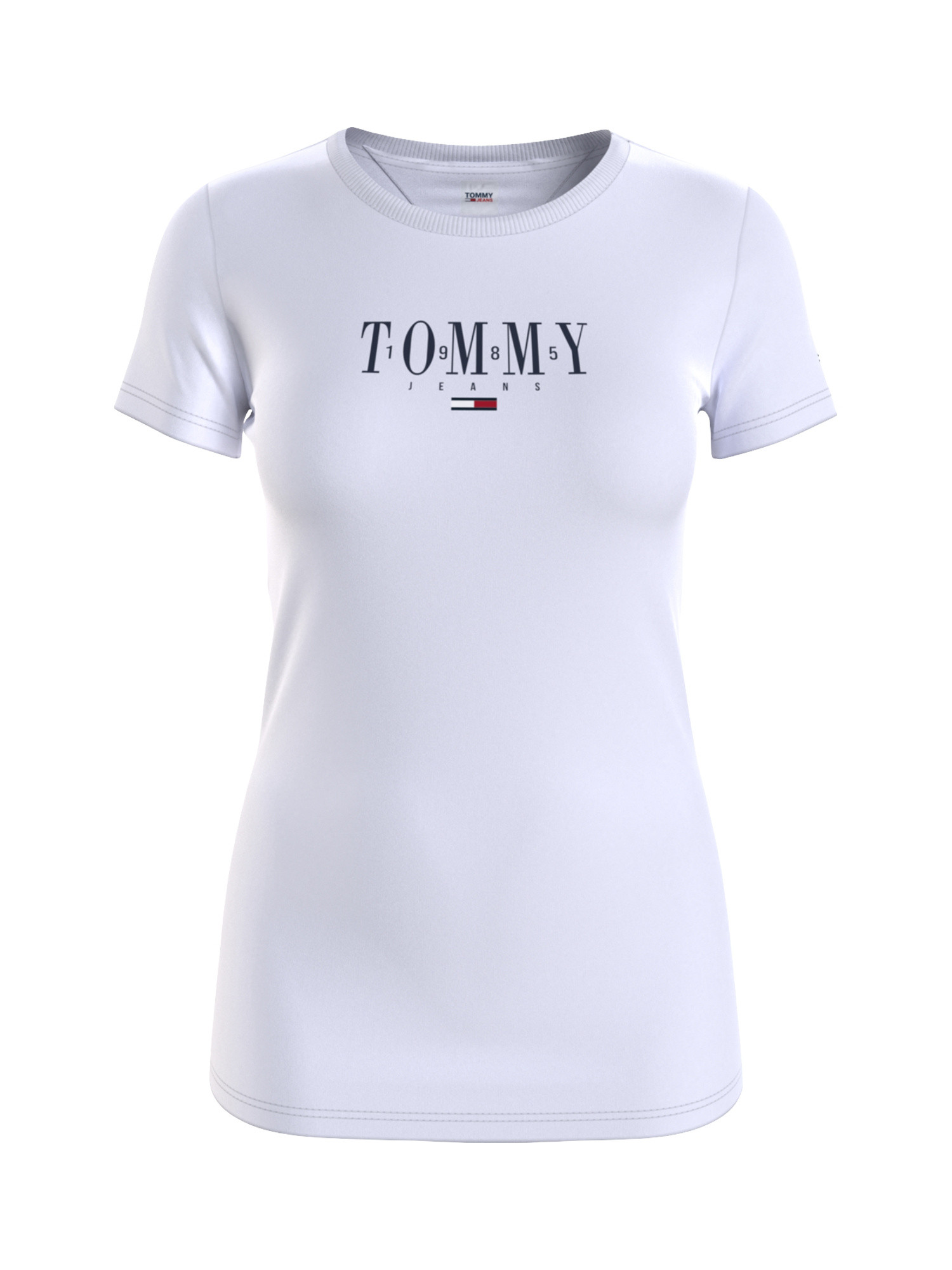 T-shirt aderente con logo, Bianco, large