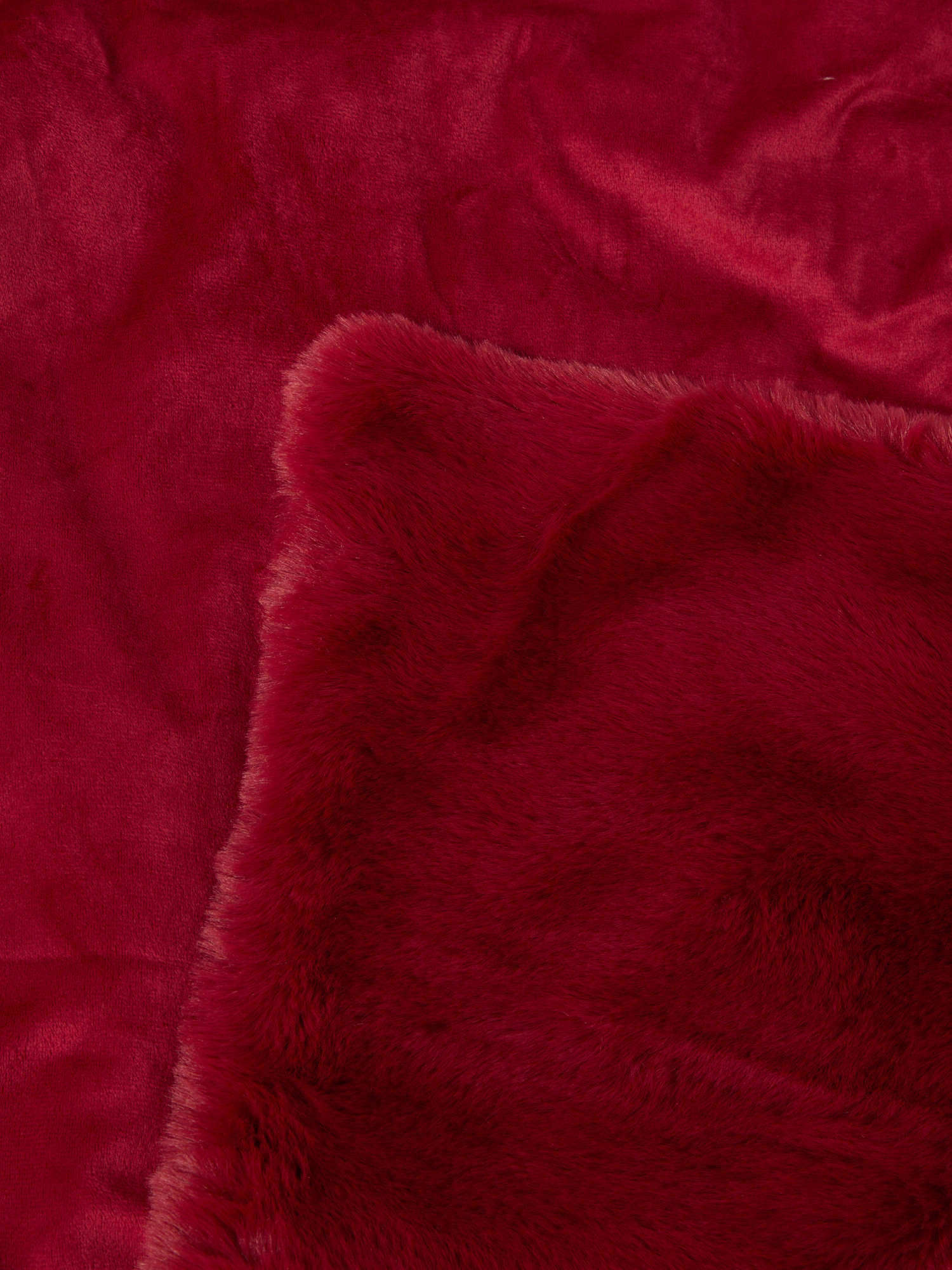 Plaid effetto pelo tinta unita, Rosso, large image number 1