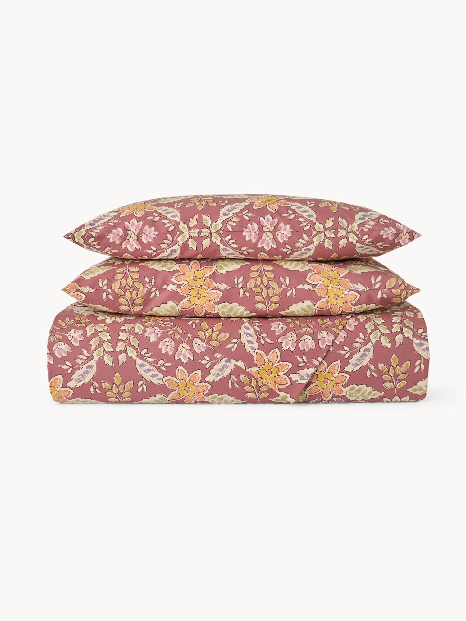 Floral Percale Cotton Sheet Set - Discounted Price, Dark Pink, large image number 0