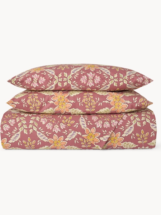 Parure lenzuolo in cotone percalle fantasia floreale - Prezzo di lancio
