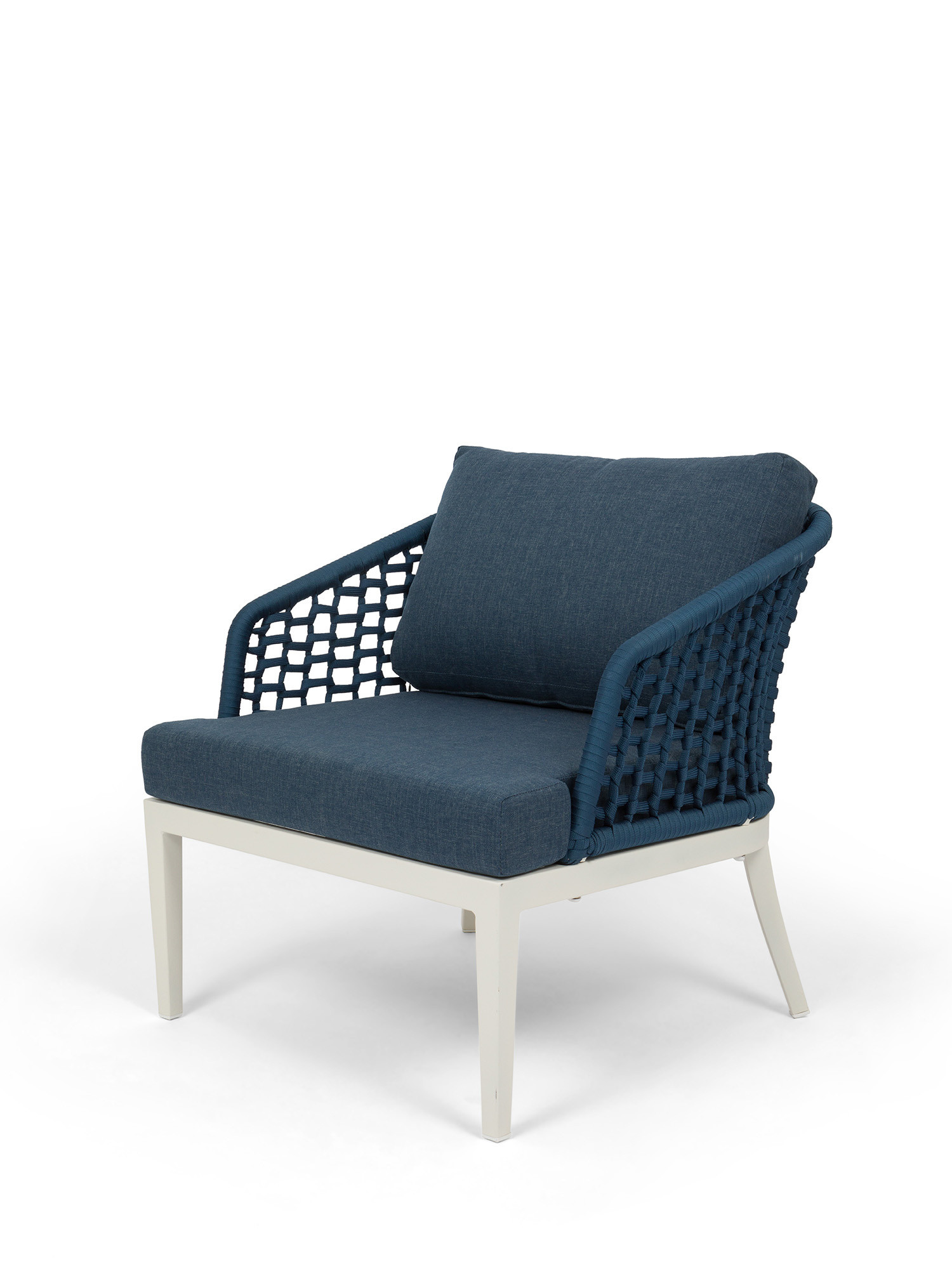 Mediterranean armchair in polyester and aluminium, Blue, large image number 0