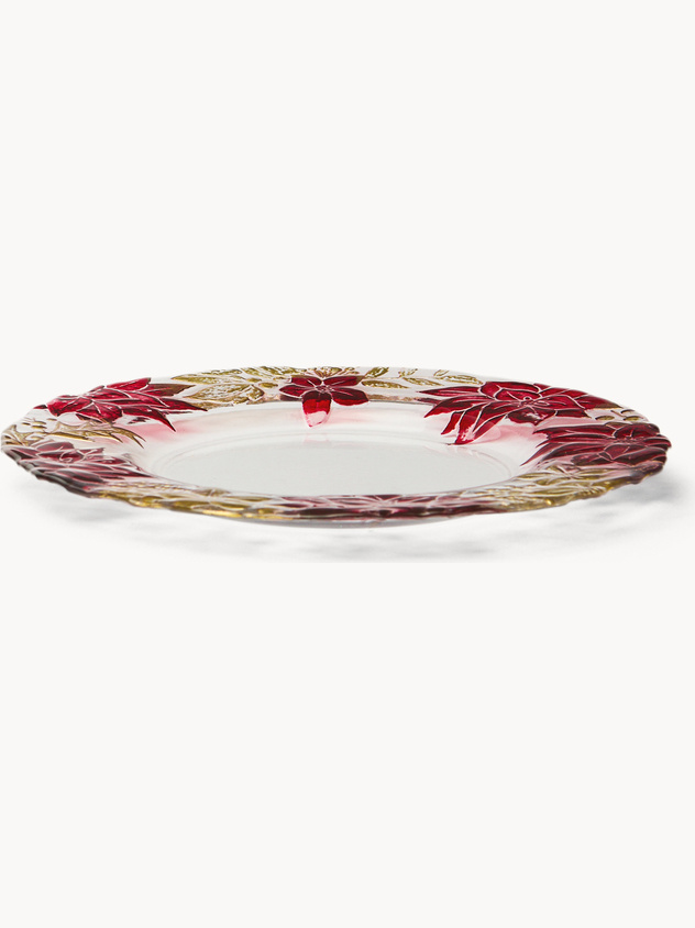 Glass fruit plate with a flower design