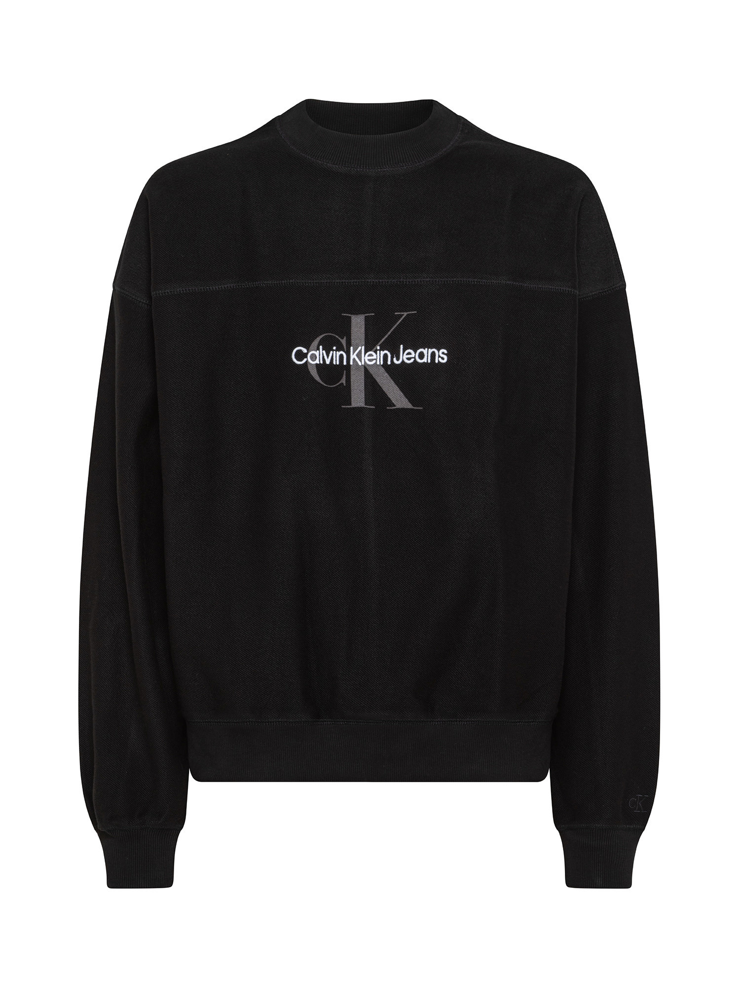 Cotton crewneck sweatshirt with logo, Black, large image number 0