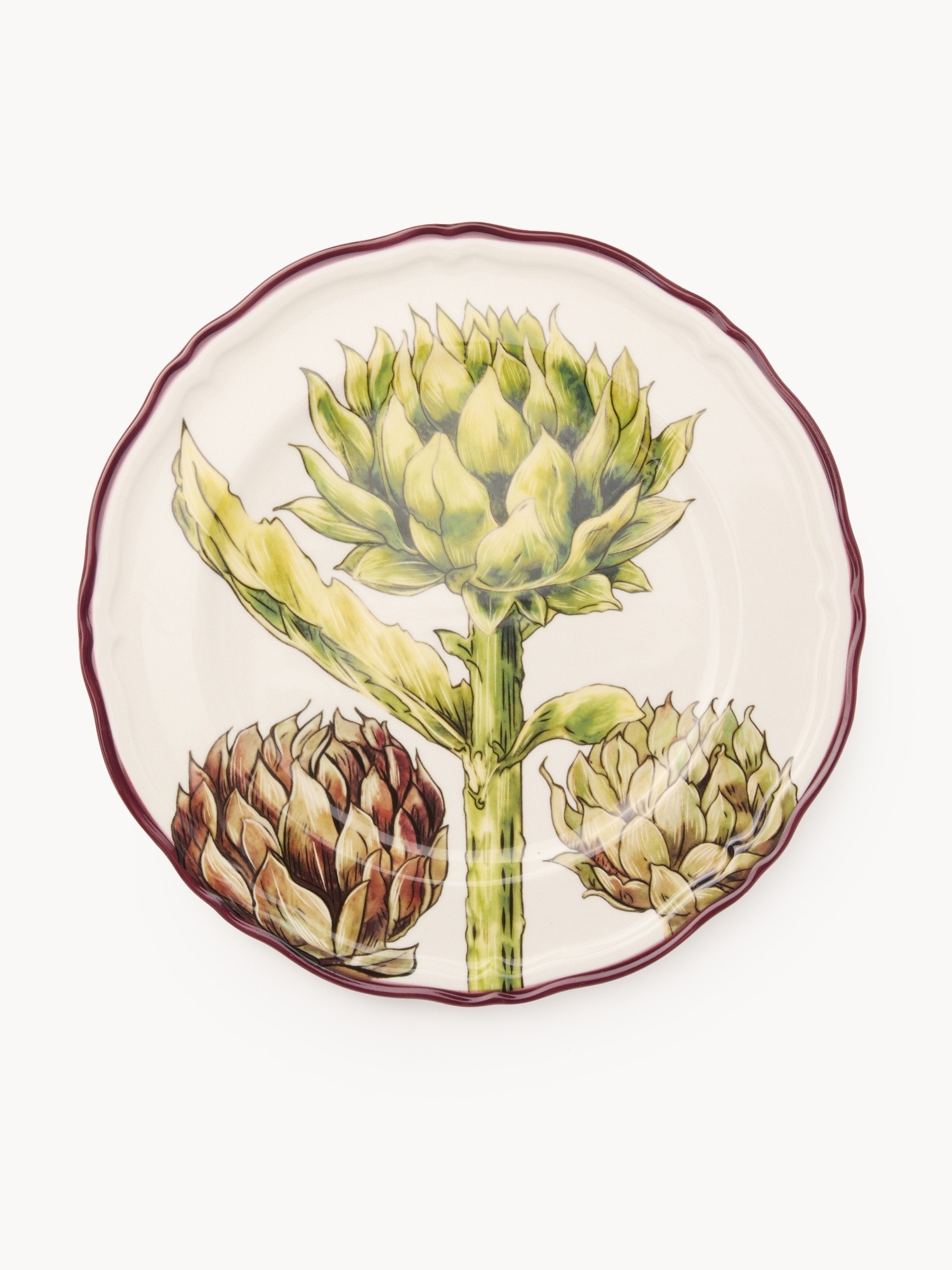 Stoneware serving plate with artichoke decoration, White 1, large image number 0
