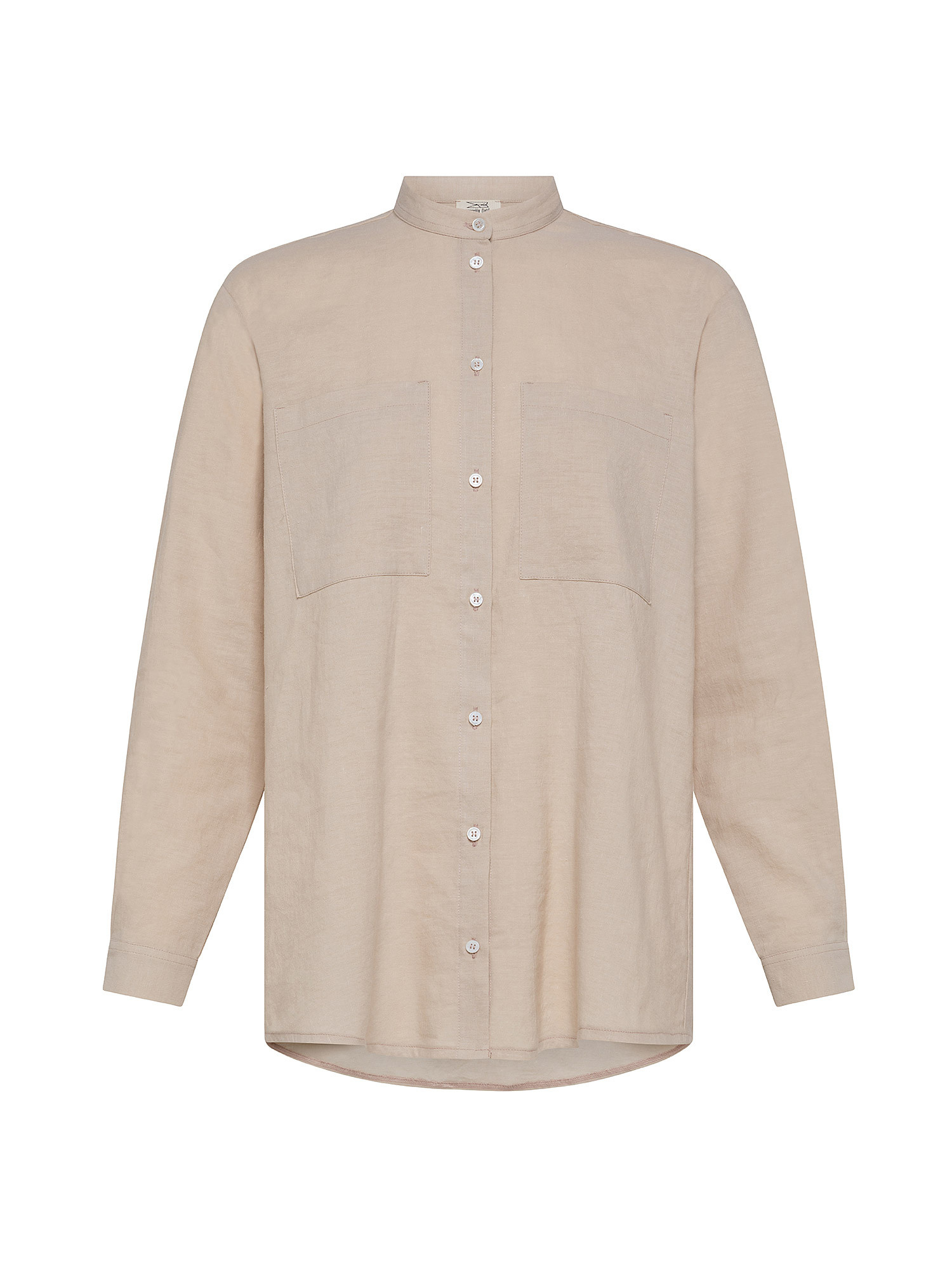 Solid color linen blend shirt, Beige, large image number 0