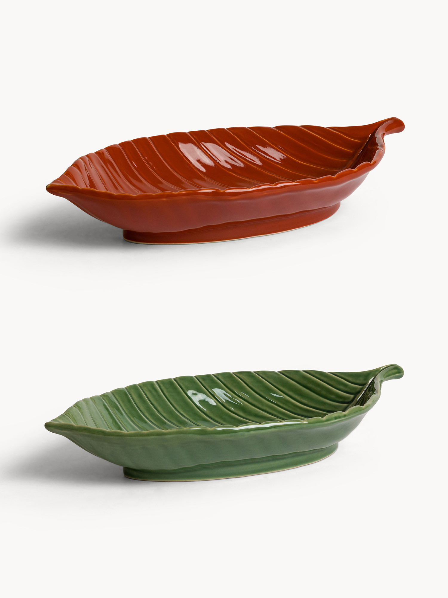 Leaf-patterned stoneware bowl, Multicolor, large image number 0