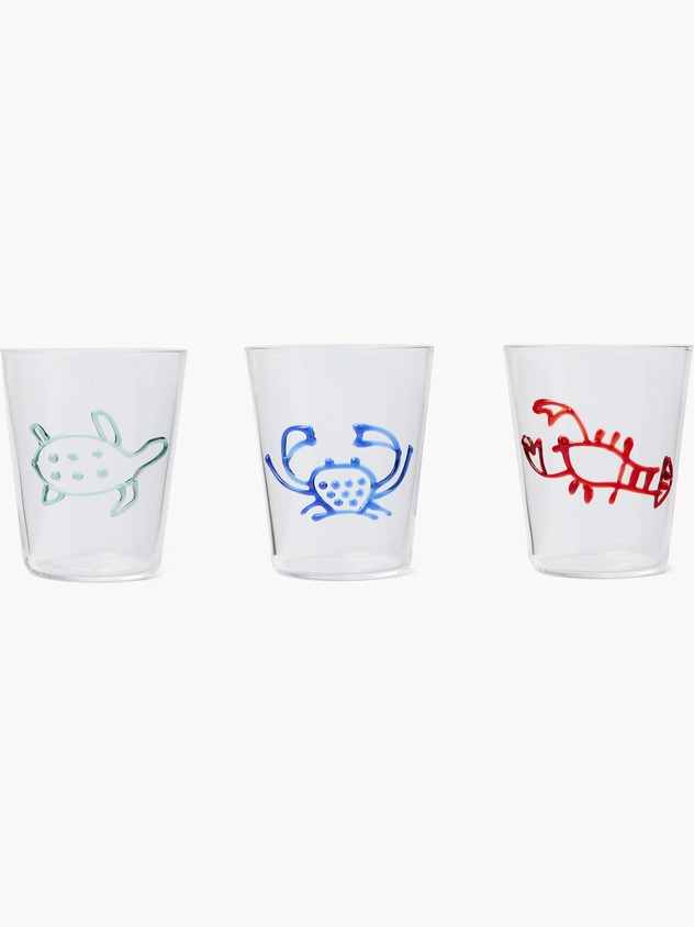 Bicchieri in vetro borosilicato dettagli marini