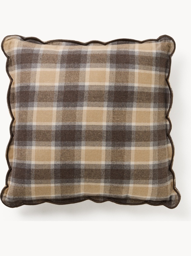 Wool-blend twill cushion with check pattern 50x50cm