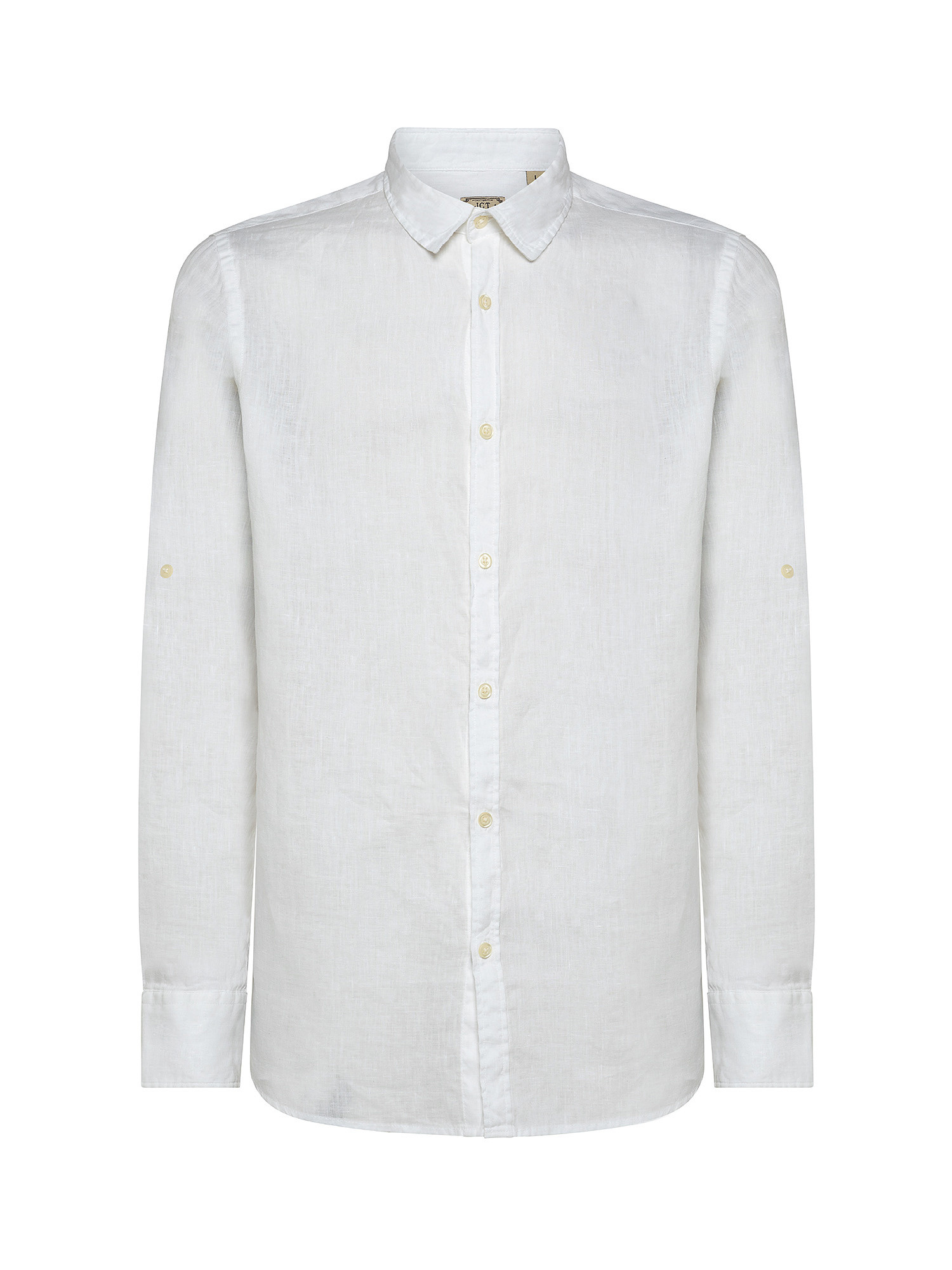 Camicia puro lino collo francese, Bianco, large
