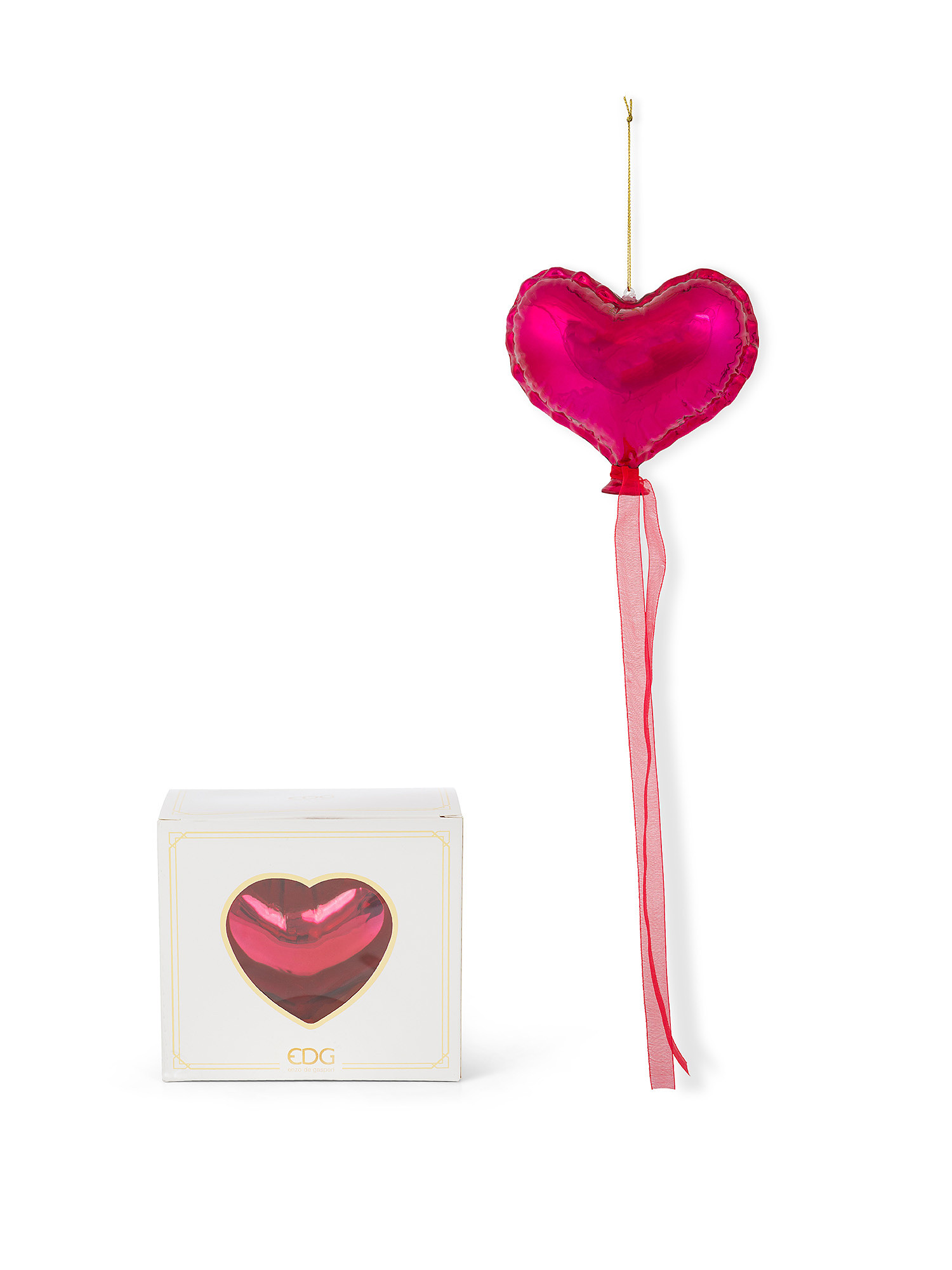 Heart-shaped glass decoration, Pink Fuchsia, large image number 0