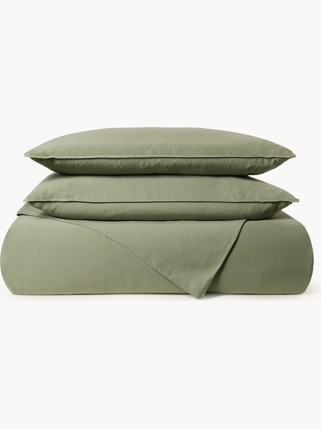 Plain washed cotton sateen flat sheet