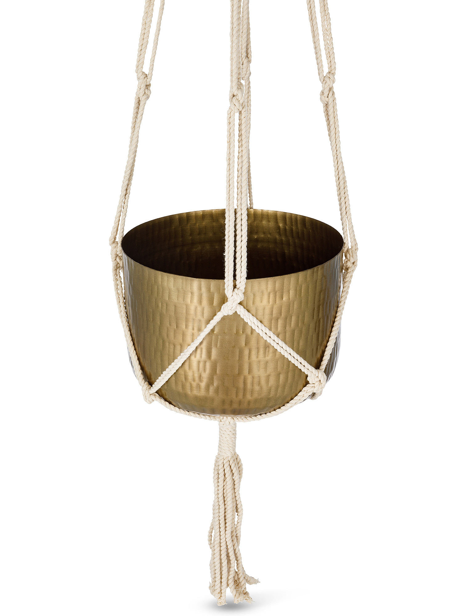 Suspended plant pot in iron and macramé, Transparent, large image number 1