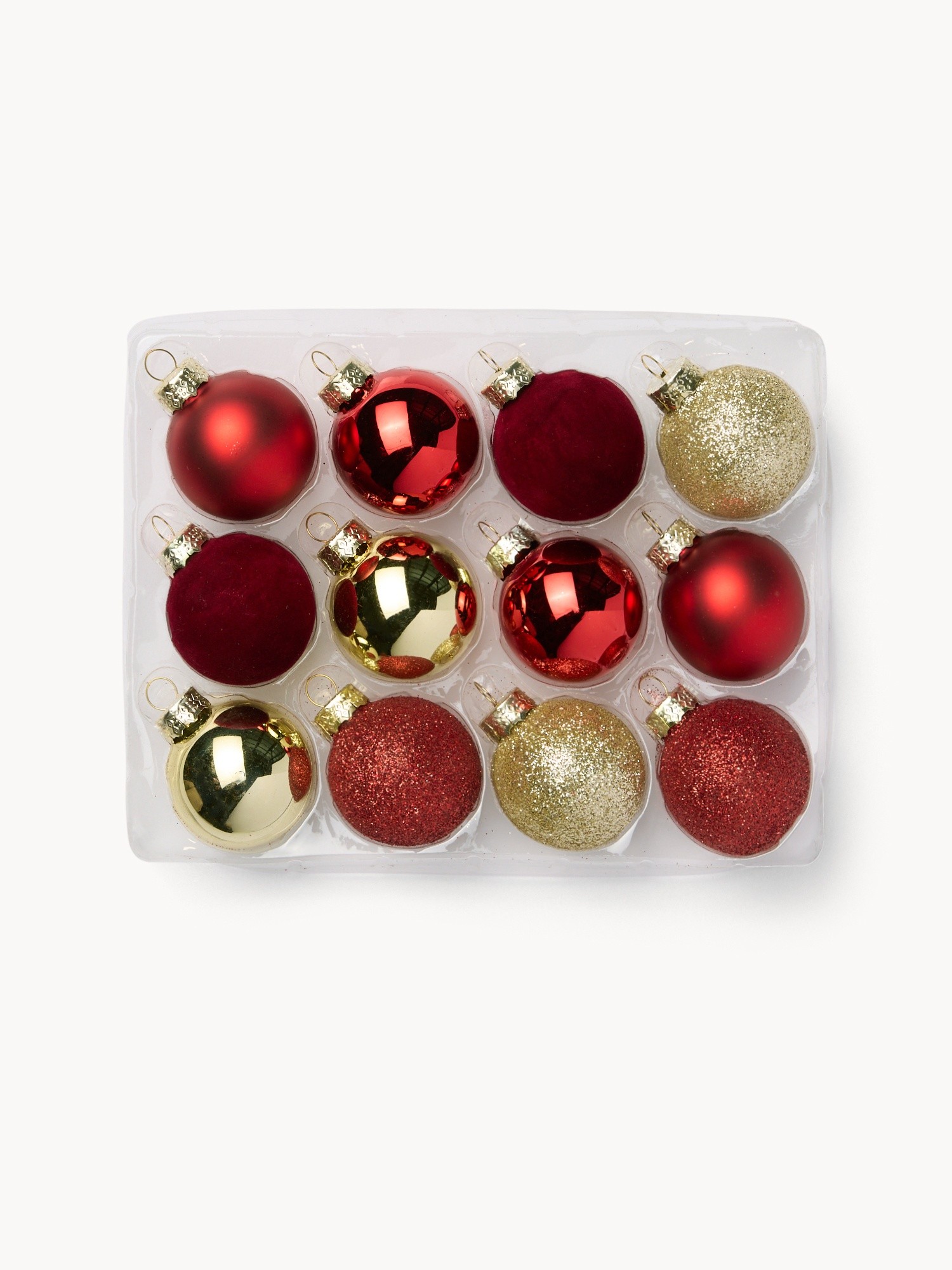 Box of 12 glass baubles, Red, large image number 0
