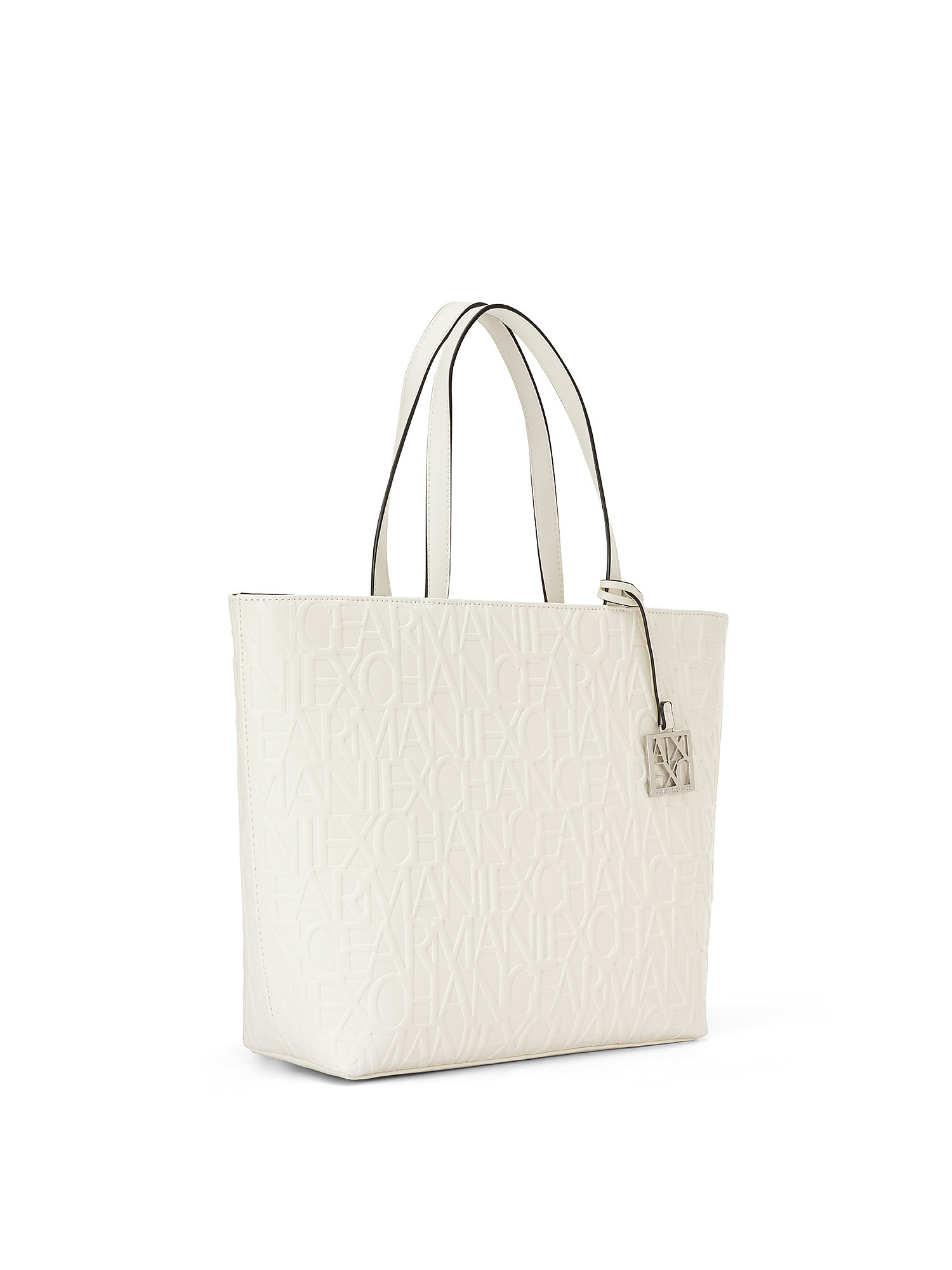 Shopping bag con cerniera superiore, Bianco, large image number 2