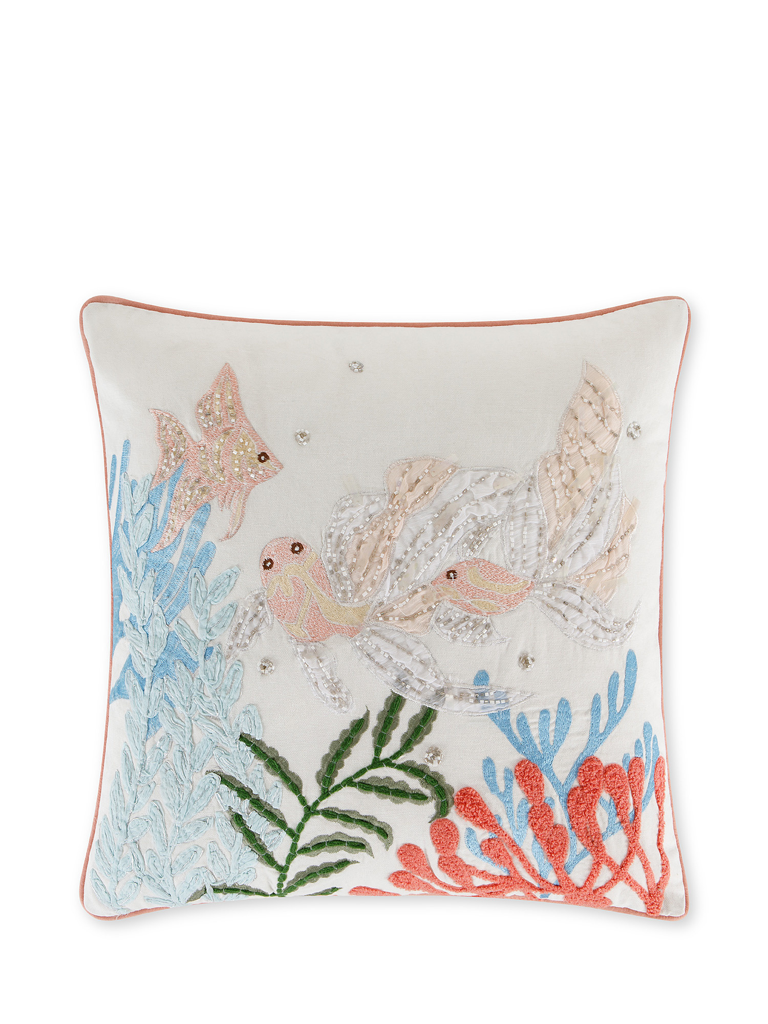Marine embroidery cushion 45x45cm, White, large image number 0