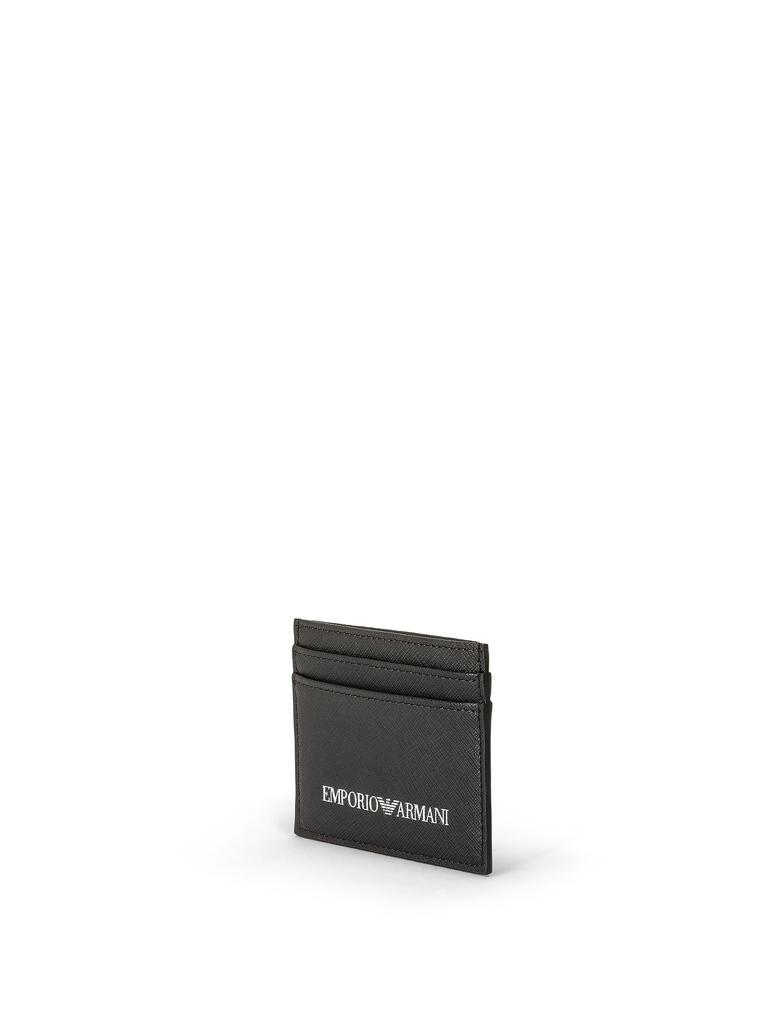 Emporio Armani - Card holder in saffiano print regenerated leather, Black, large image number 1